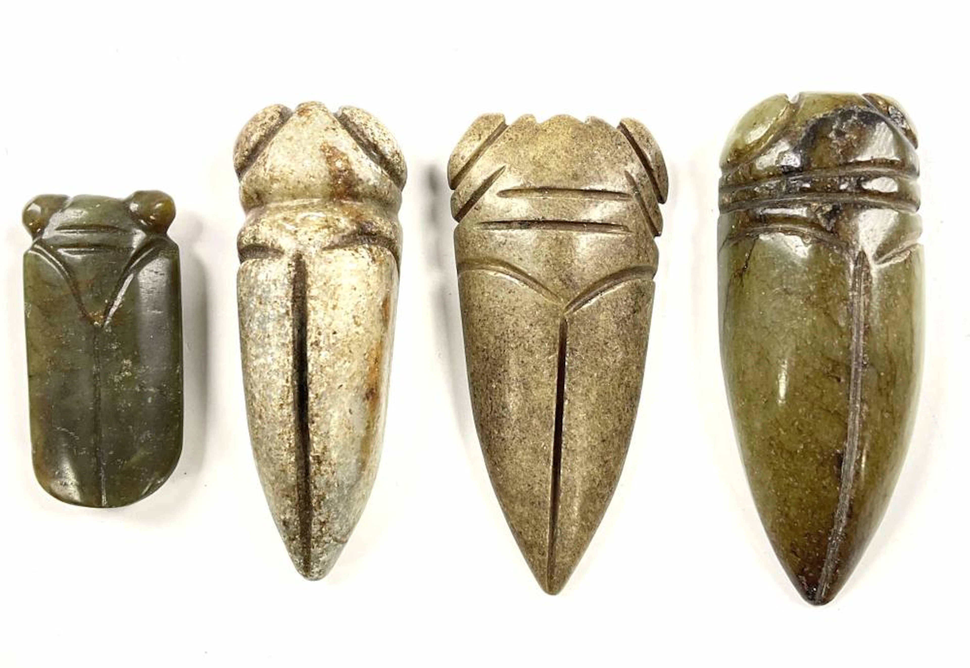 (4) Chinese Jade & Mineral Carved Cicada?s