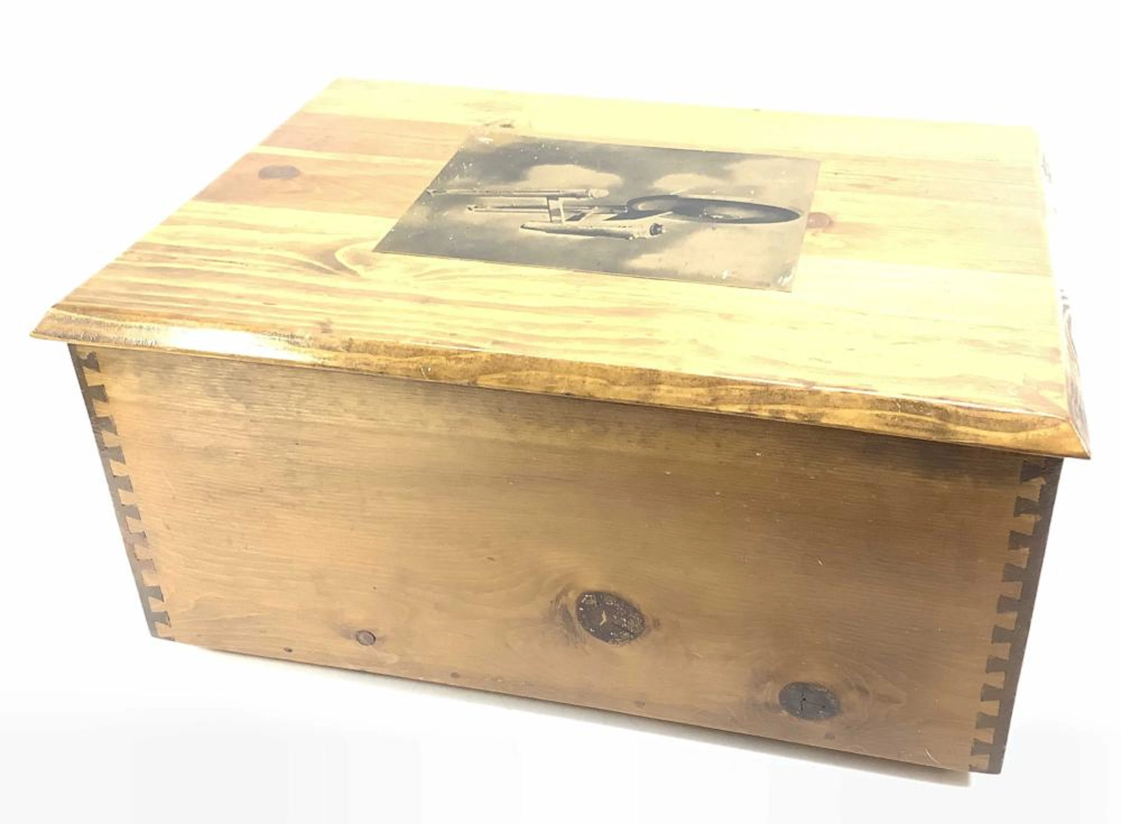 Vintage Wood Trunk With Star Trek Enterprise