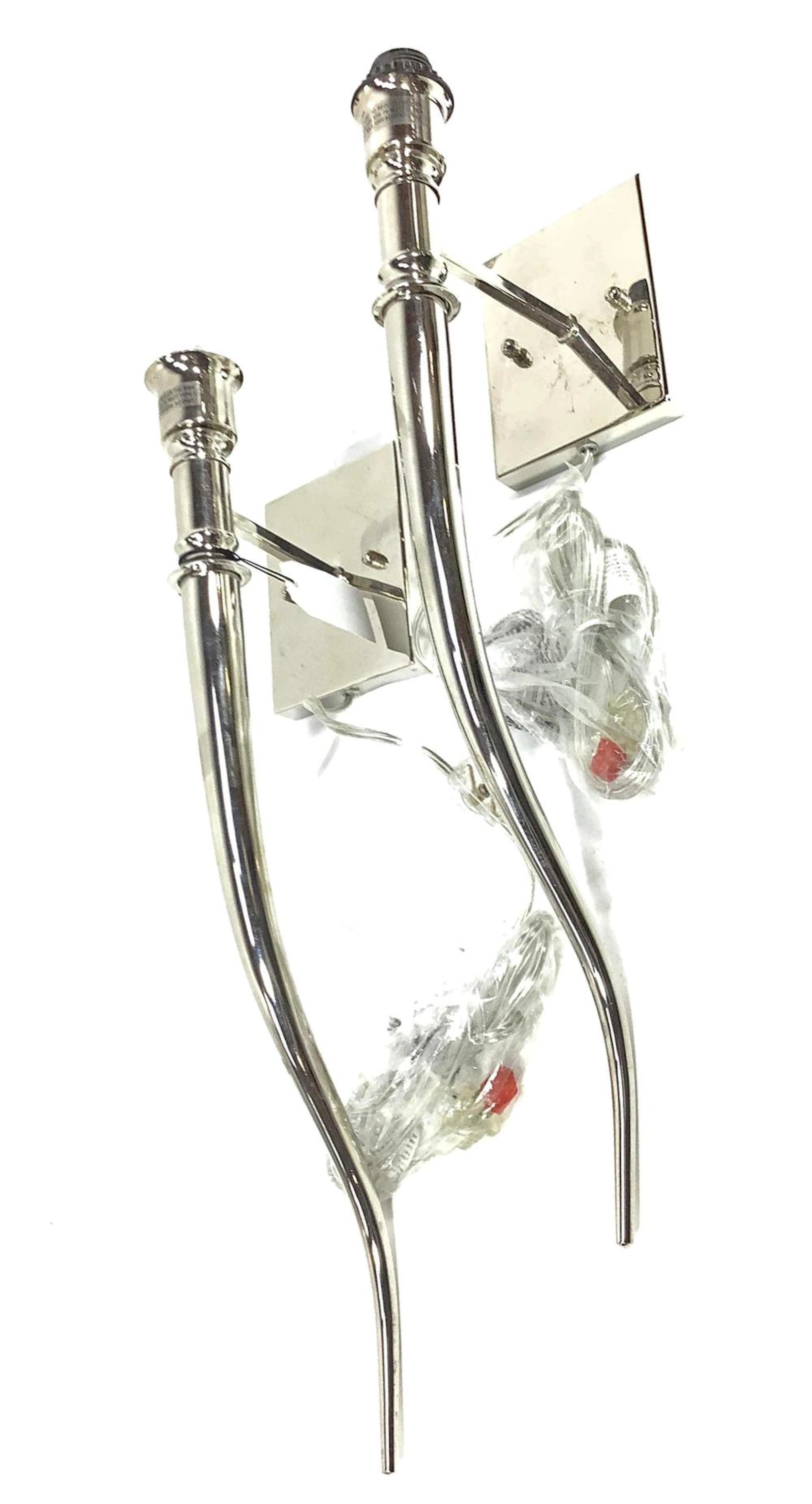Pair Modern Chrome Electric Sconces