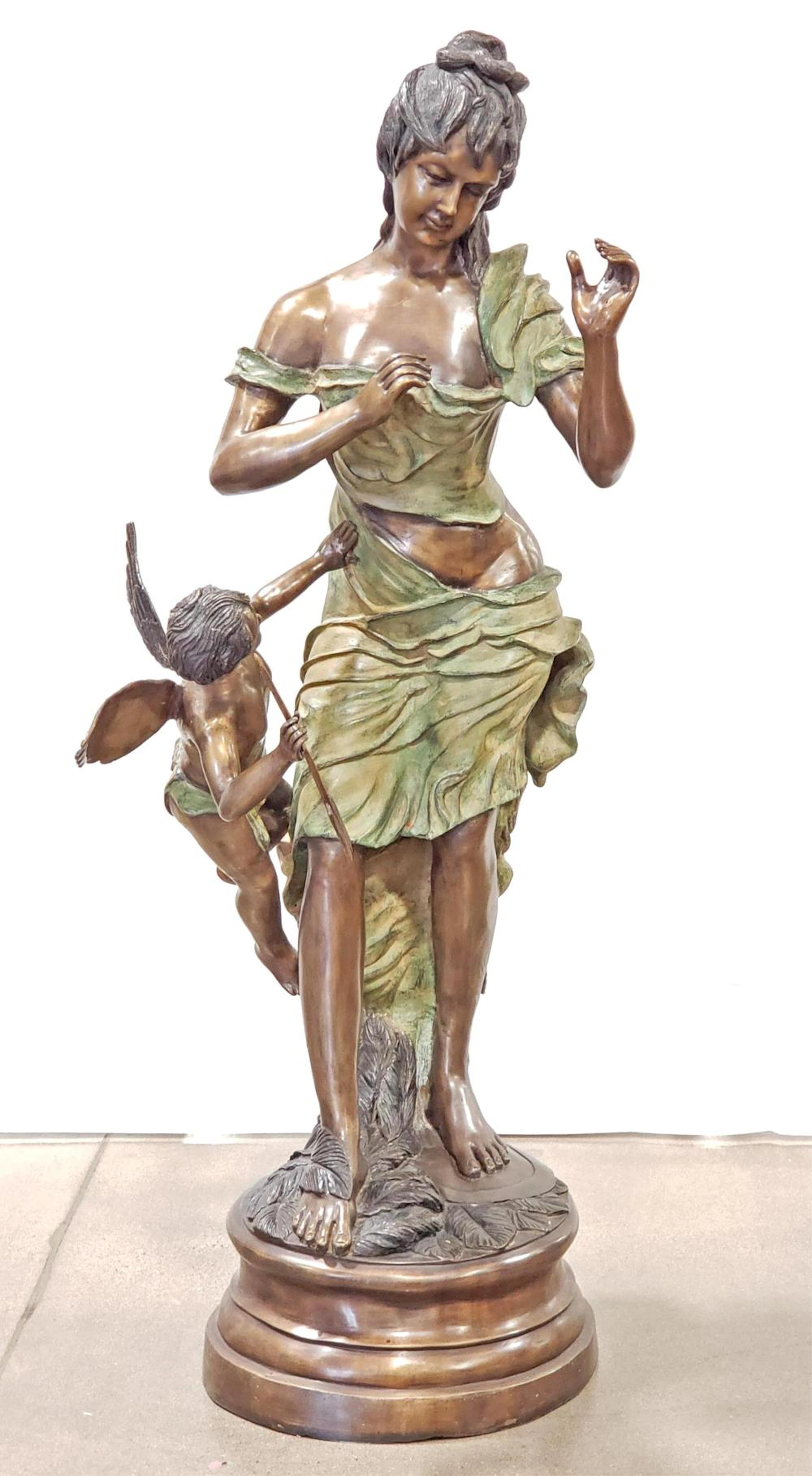 After Alfred Boucher Venus & Cupid Bronze Statue
