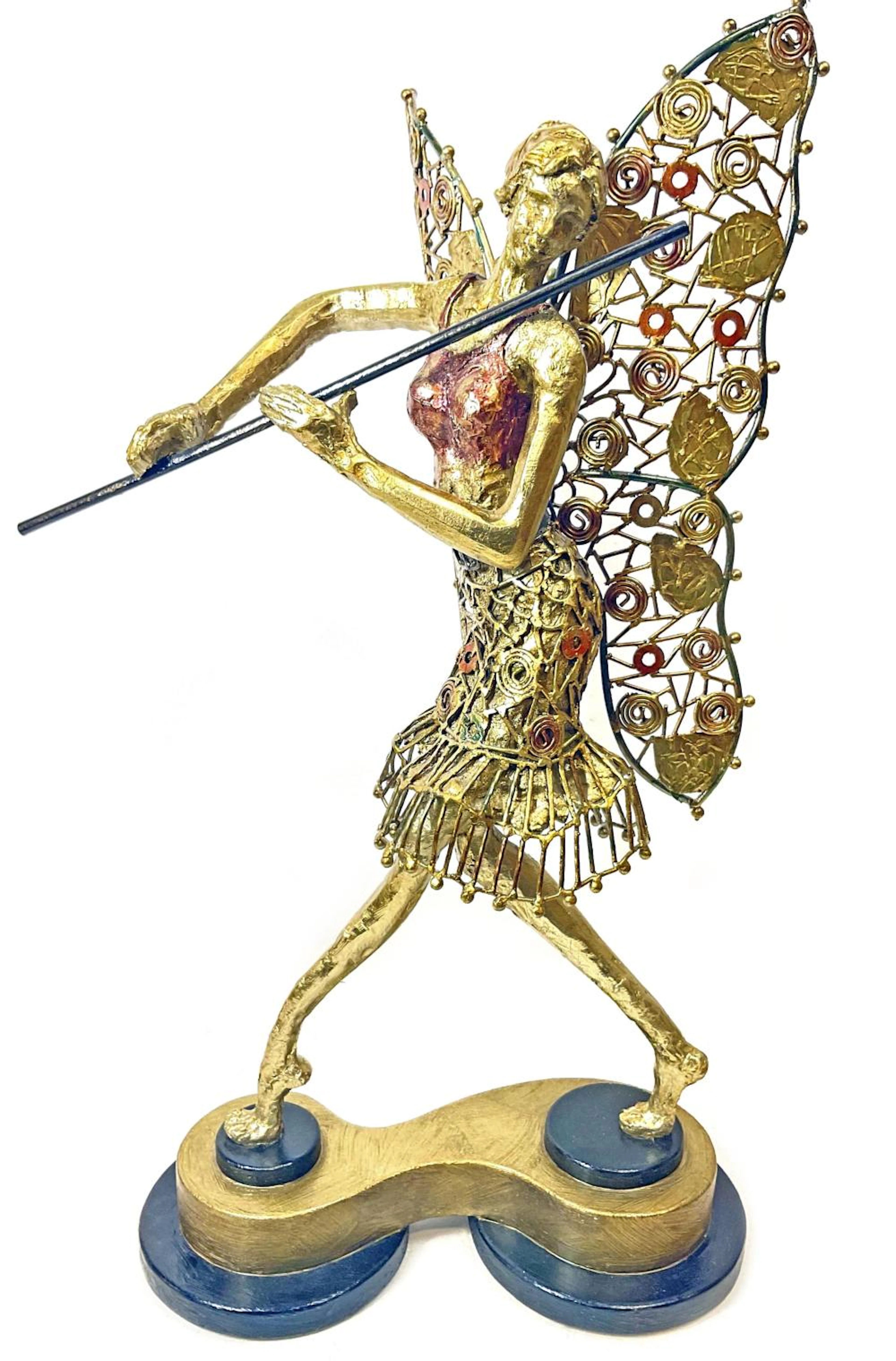 32in Contemporary Iron Flute Fairy Sculpture