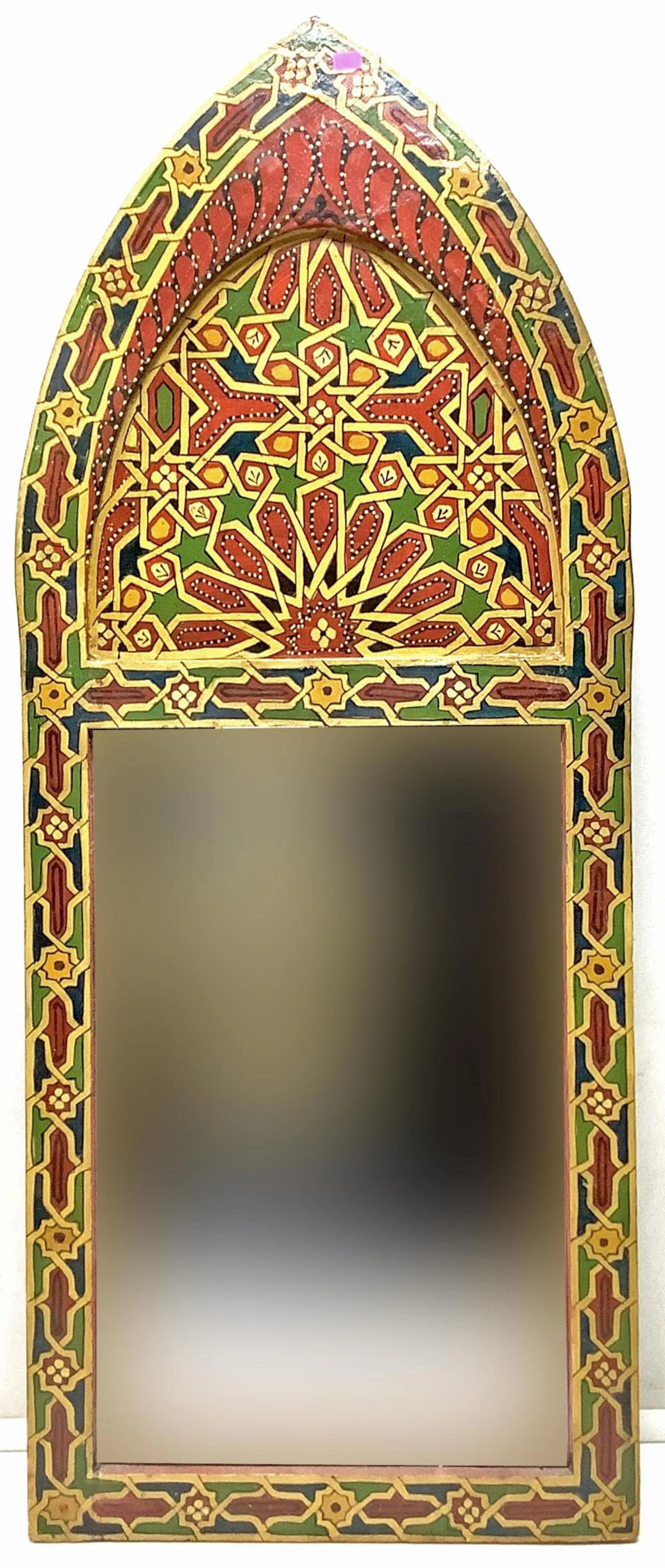 Vintage Hand Painted Moroccan Style Wall Mirror