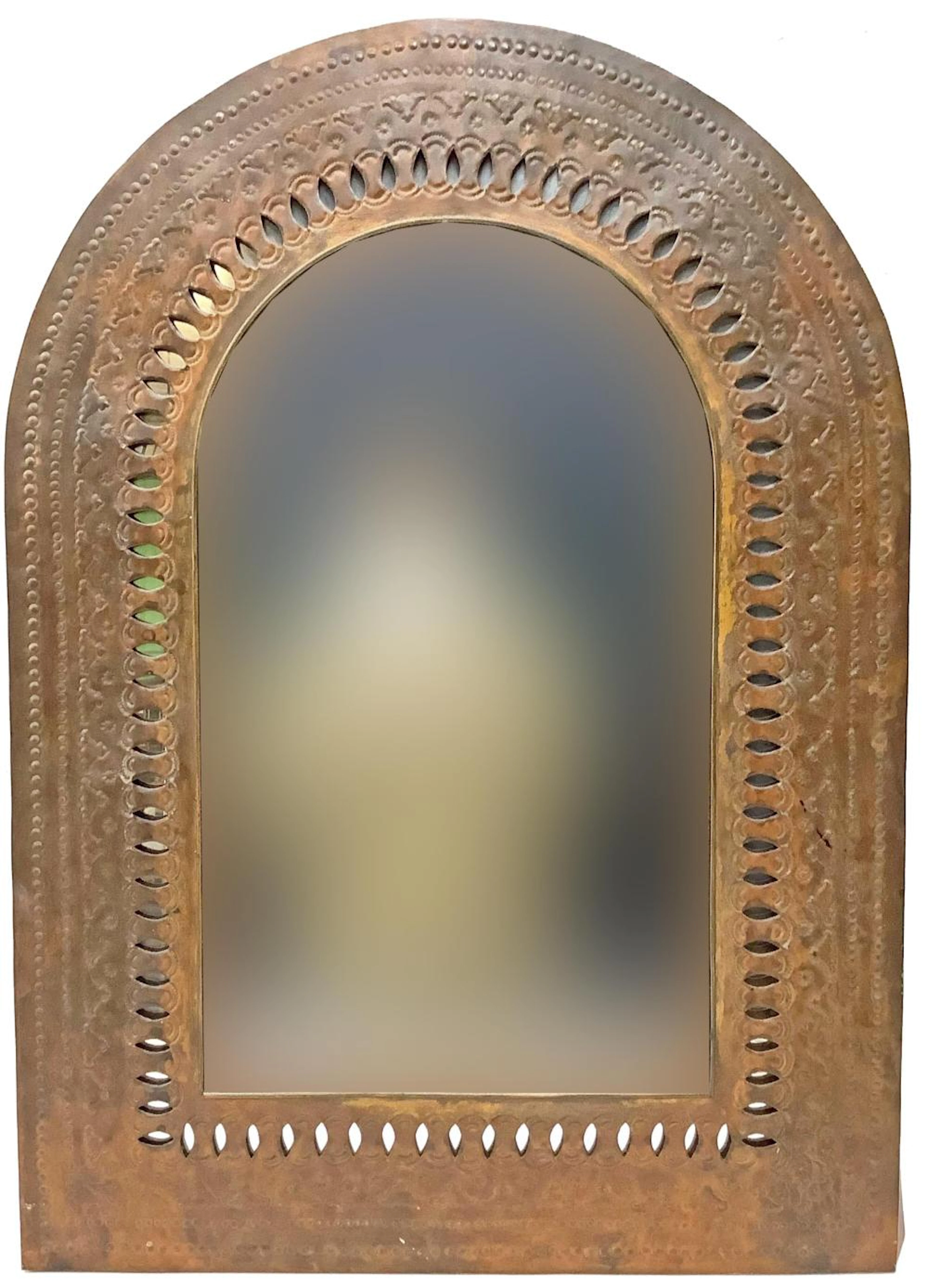Vintage Moroccan Style Pierced Copper Wall Mirror