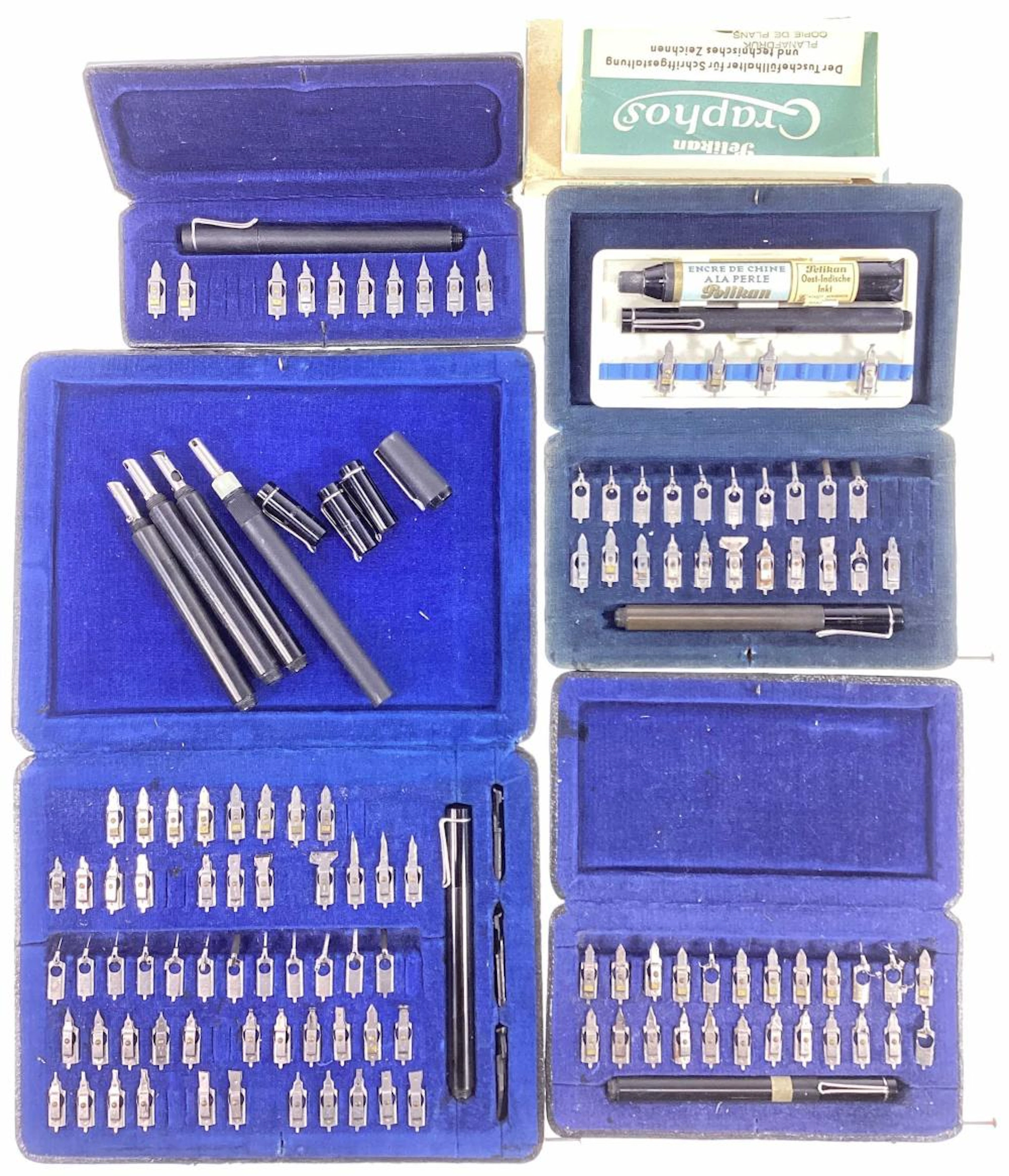 (5) Vintage Pelikan Graphos Drawing Kits