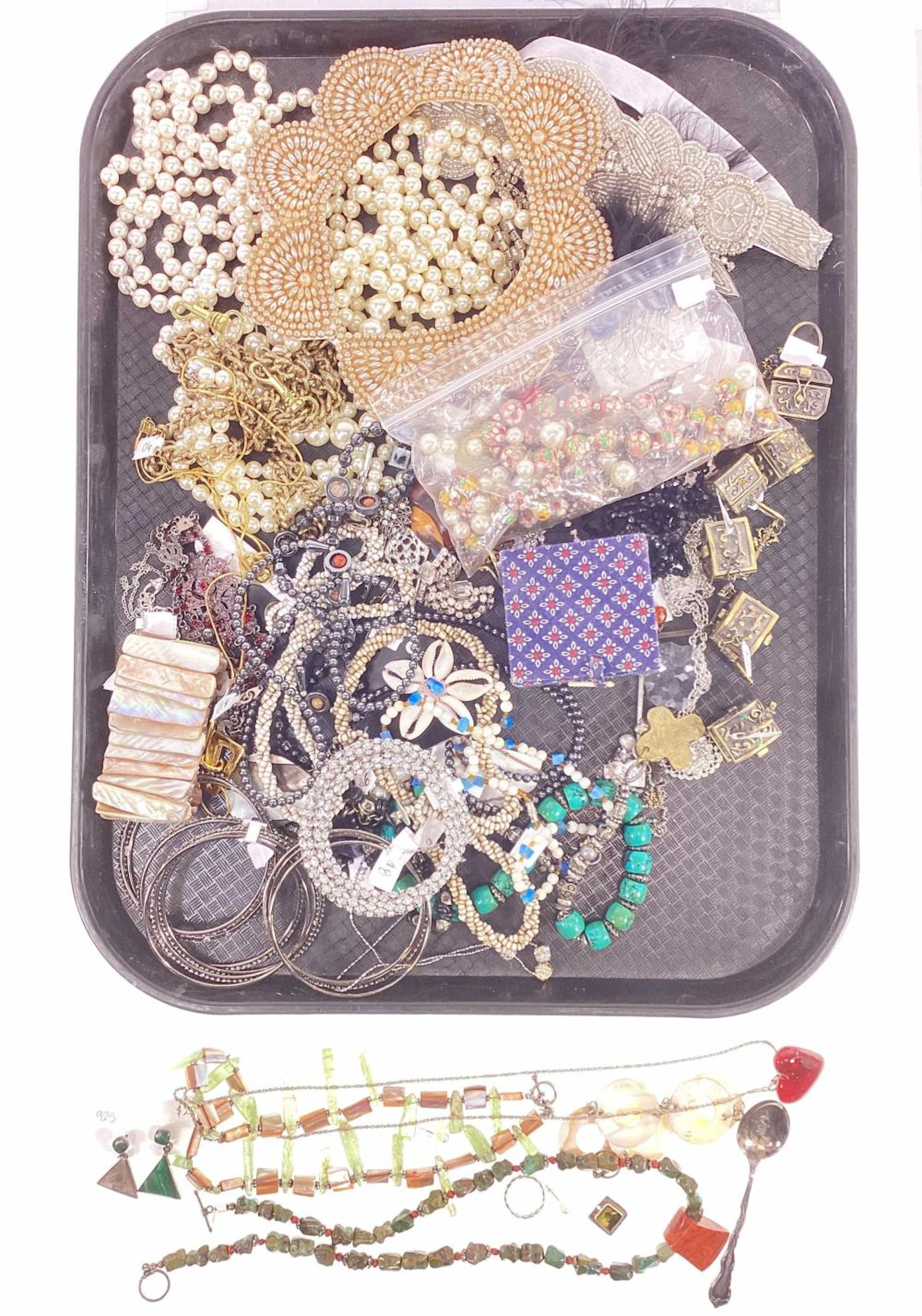 Silver & Costume Jewelry Tray Lot