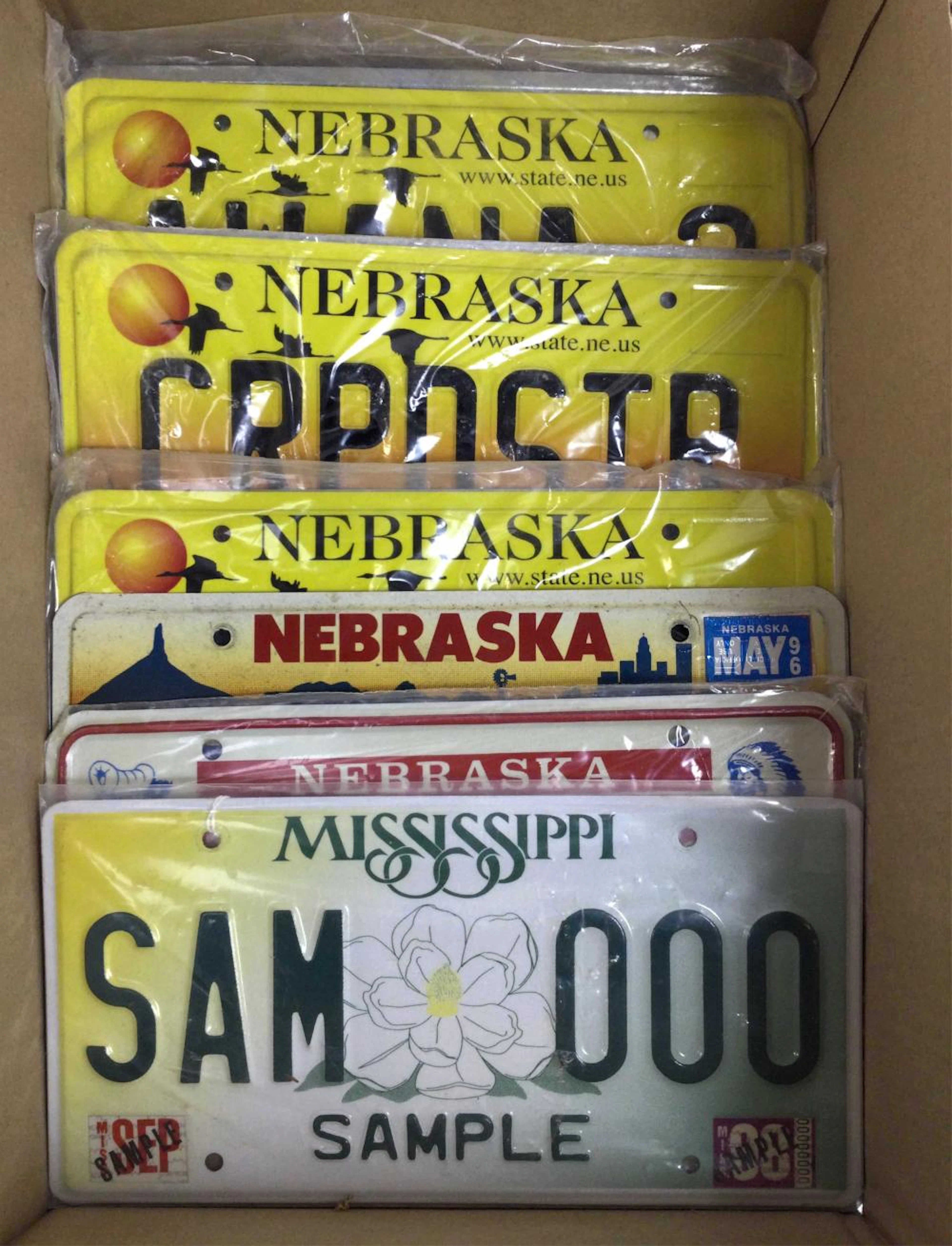 Vintage Nebraska & Mississippi License Plates