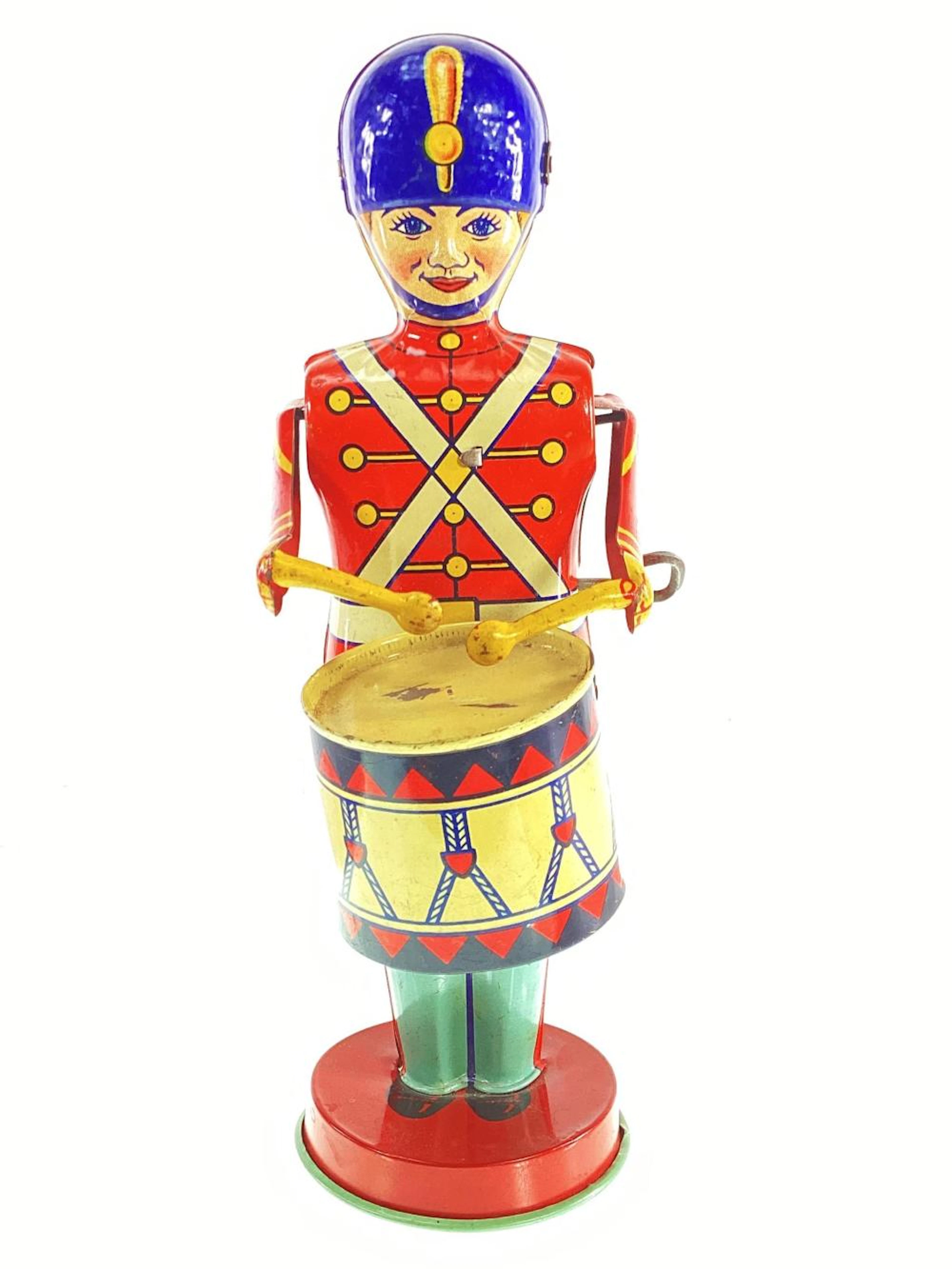 Vintage J. Chein Tin Litho Wind Up Drummer