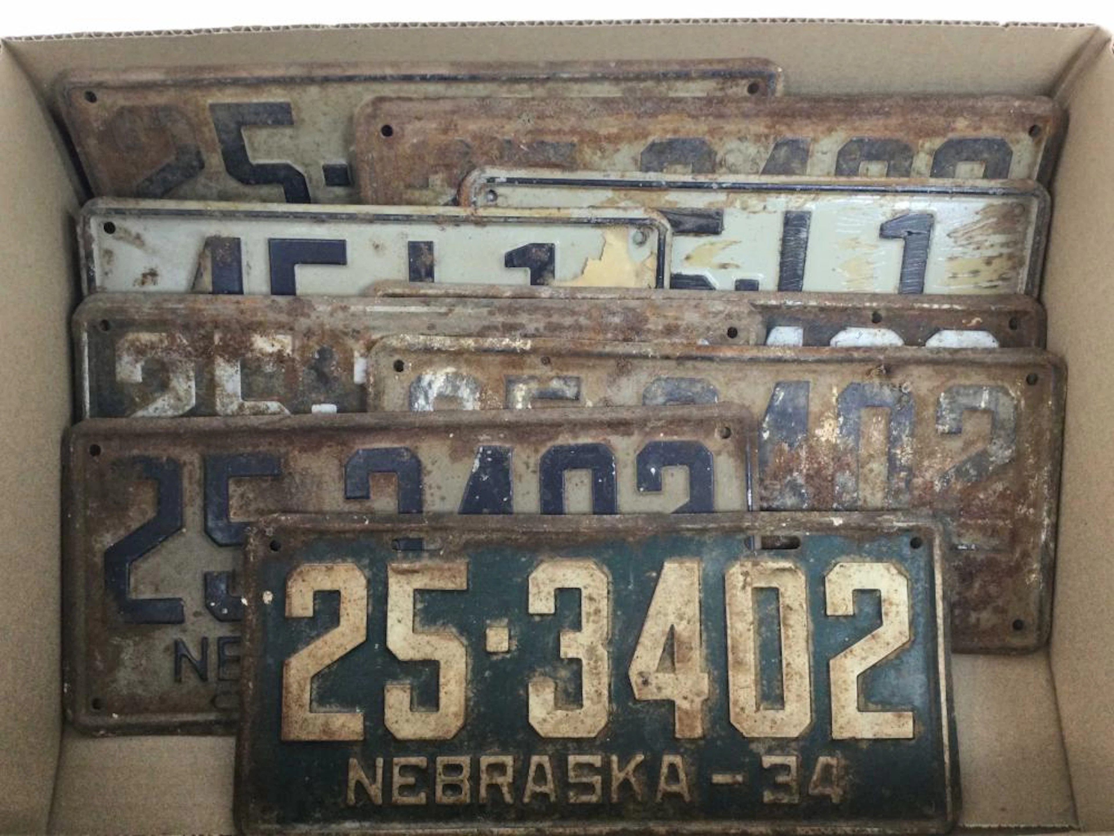 (9) 1934-37 Nebraska License Plates