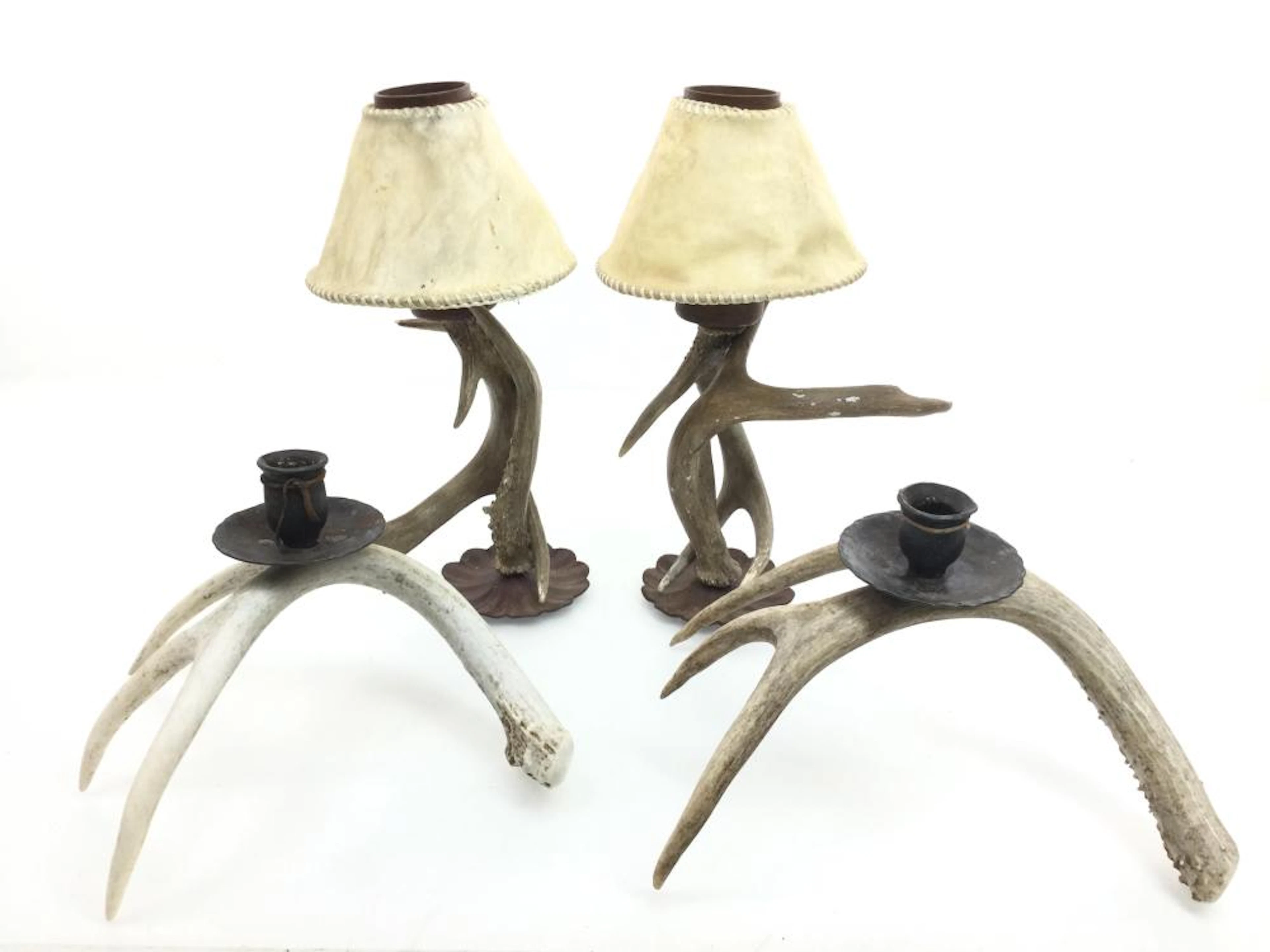(2) Pairs Of Antler Candlestick Holders