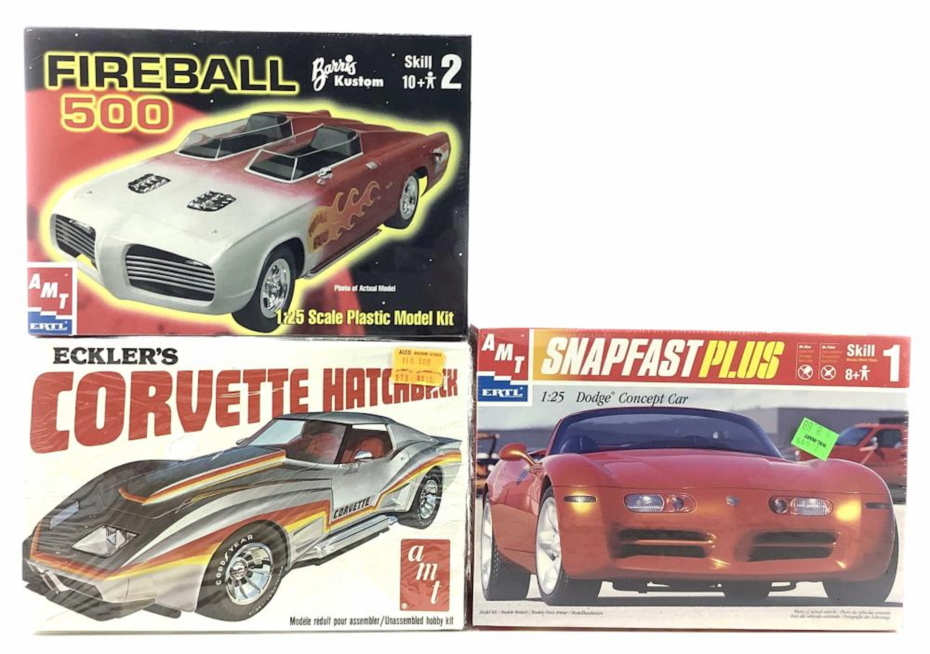(3) AMT Model Kits, Fireball 500, Corvette
