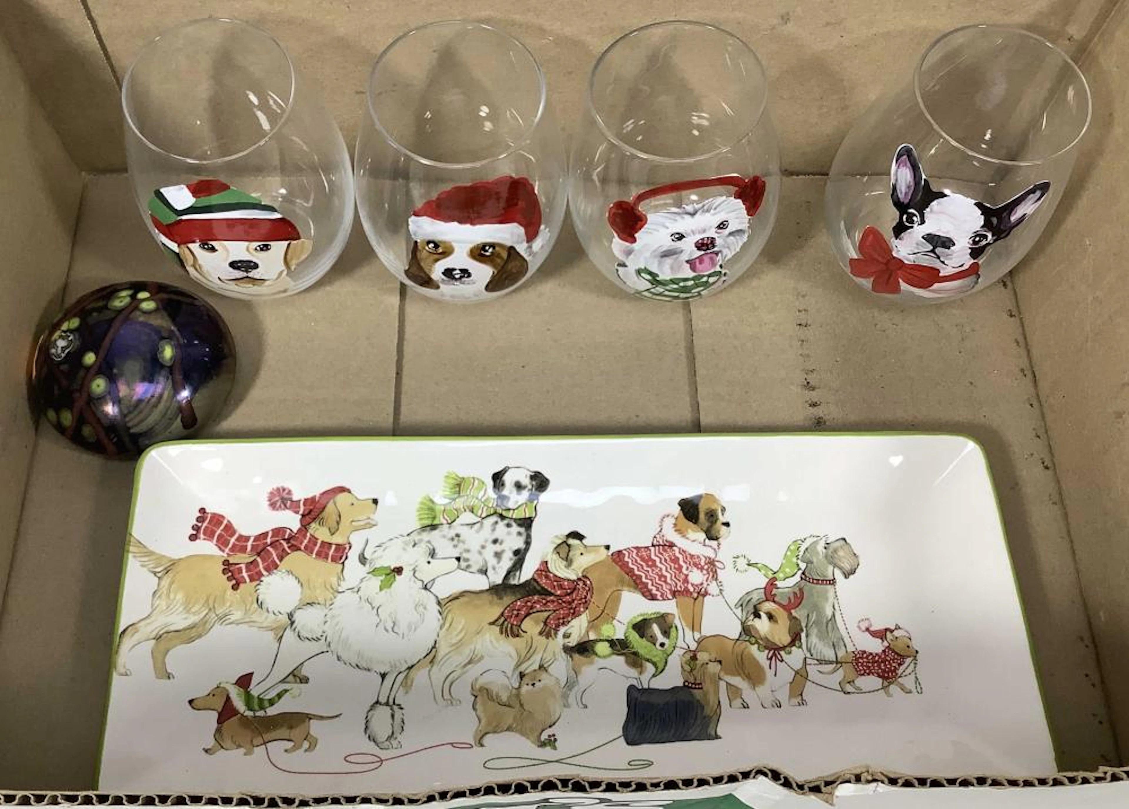 (6pc) Pier 1 Dog Serving Tray, Paperweight
