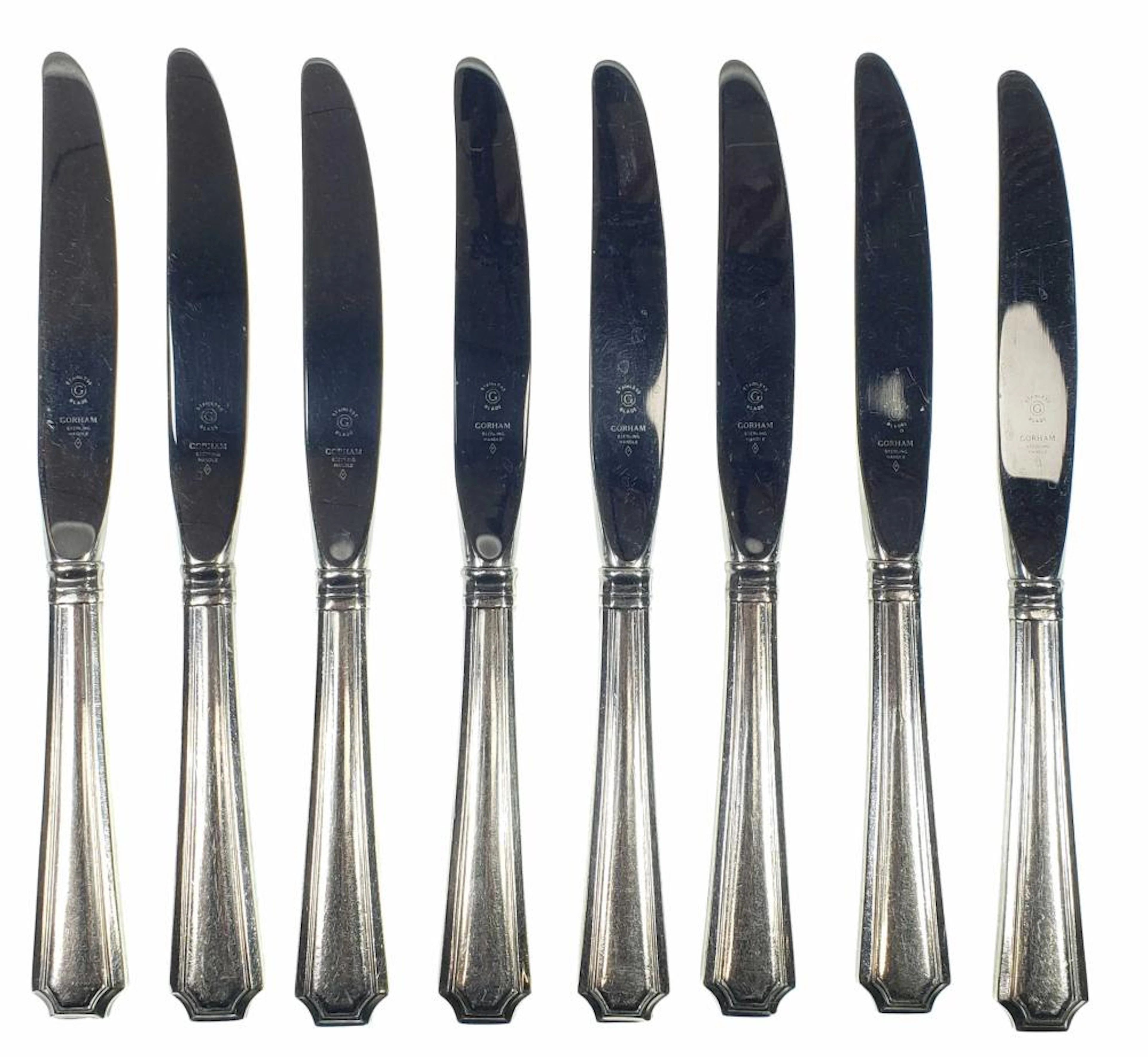 (8) Gorham Fairfax Sterling Silver Dinner Knives