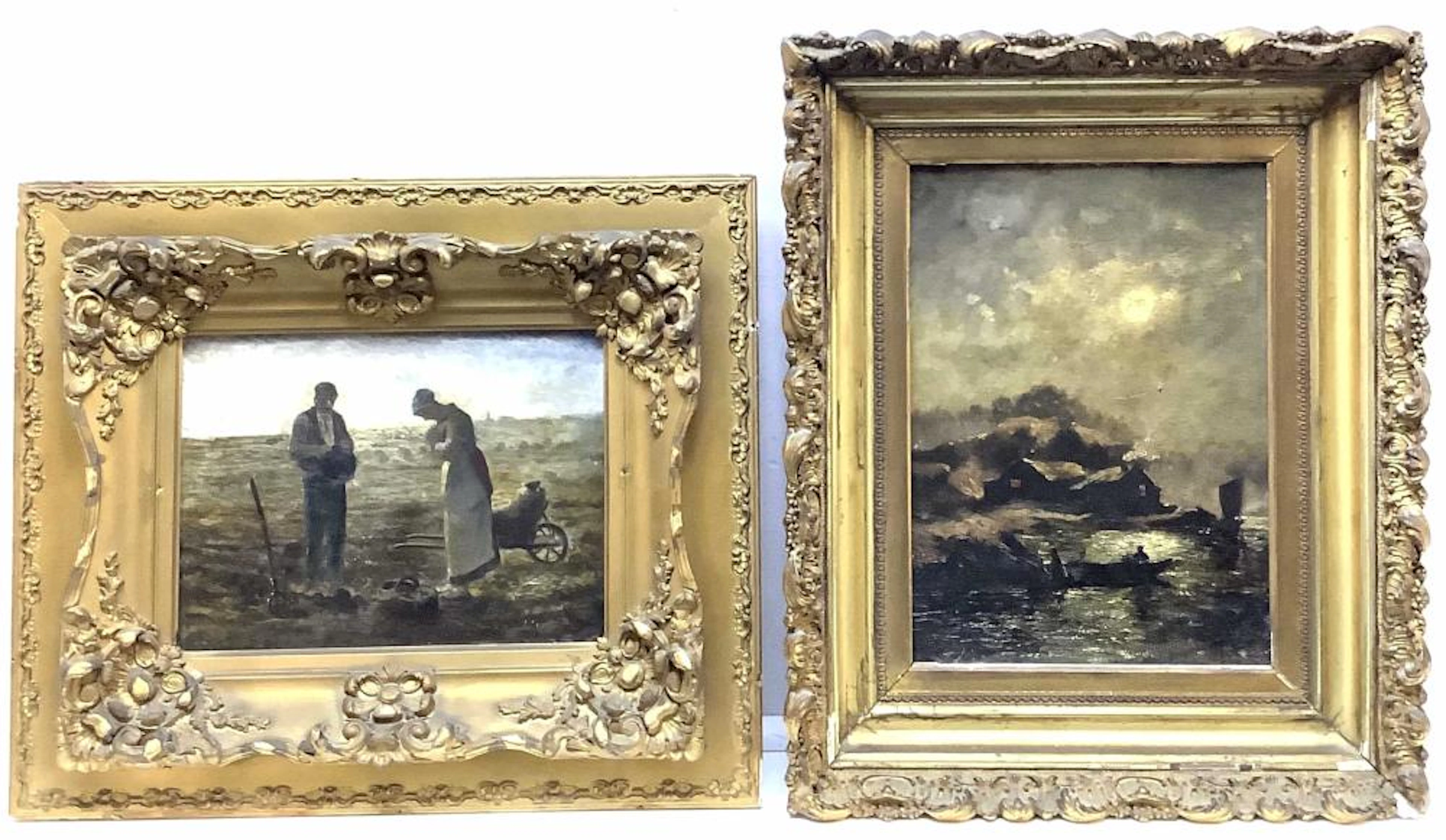 (2pc) Jean Francois Millet Oil On Canvas/Print