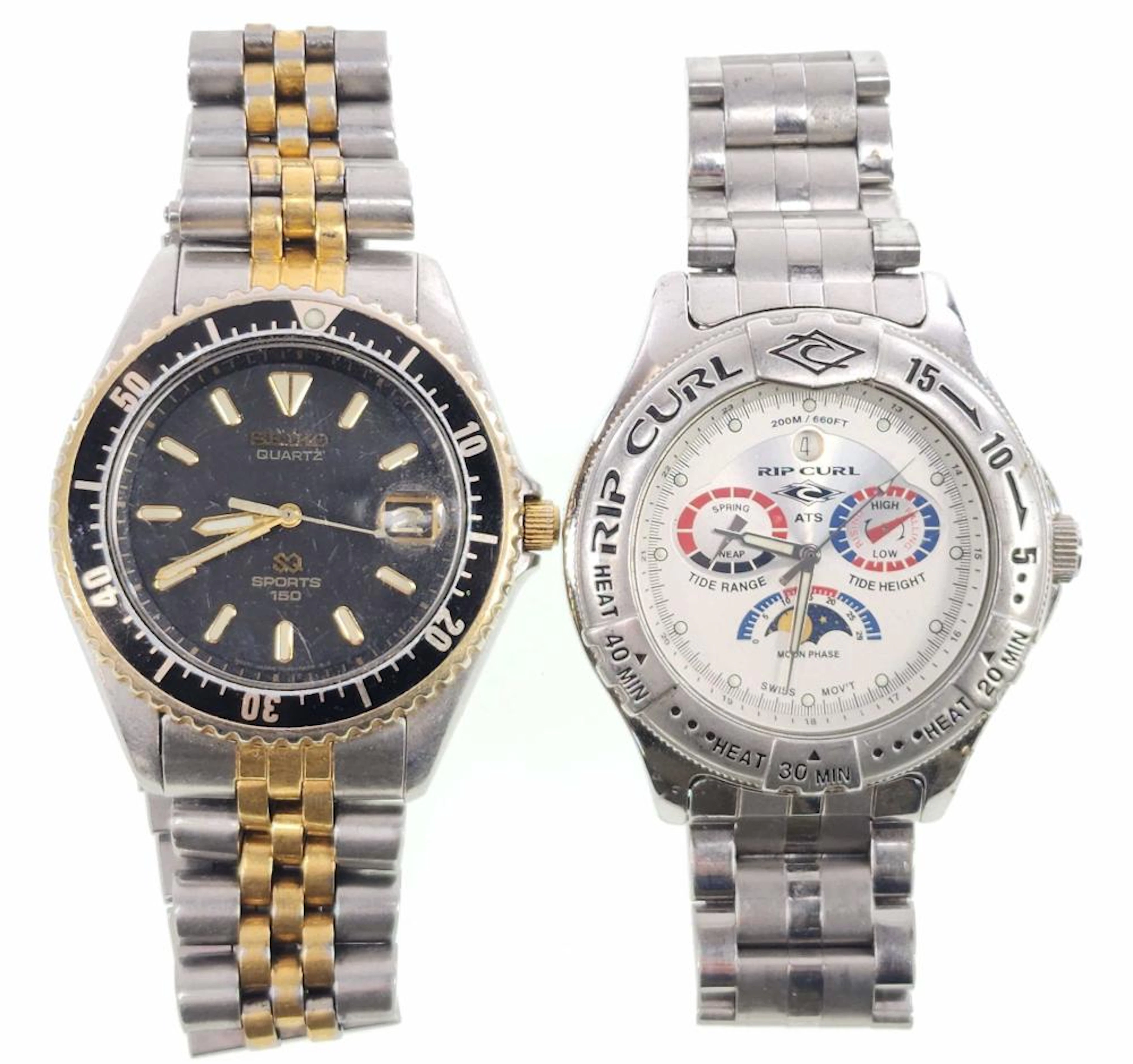 (2pc) Men's Seiko Sports & Rip Curl Tide Watches