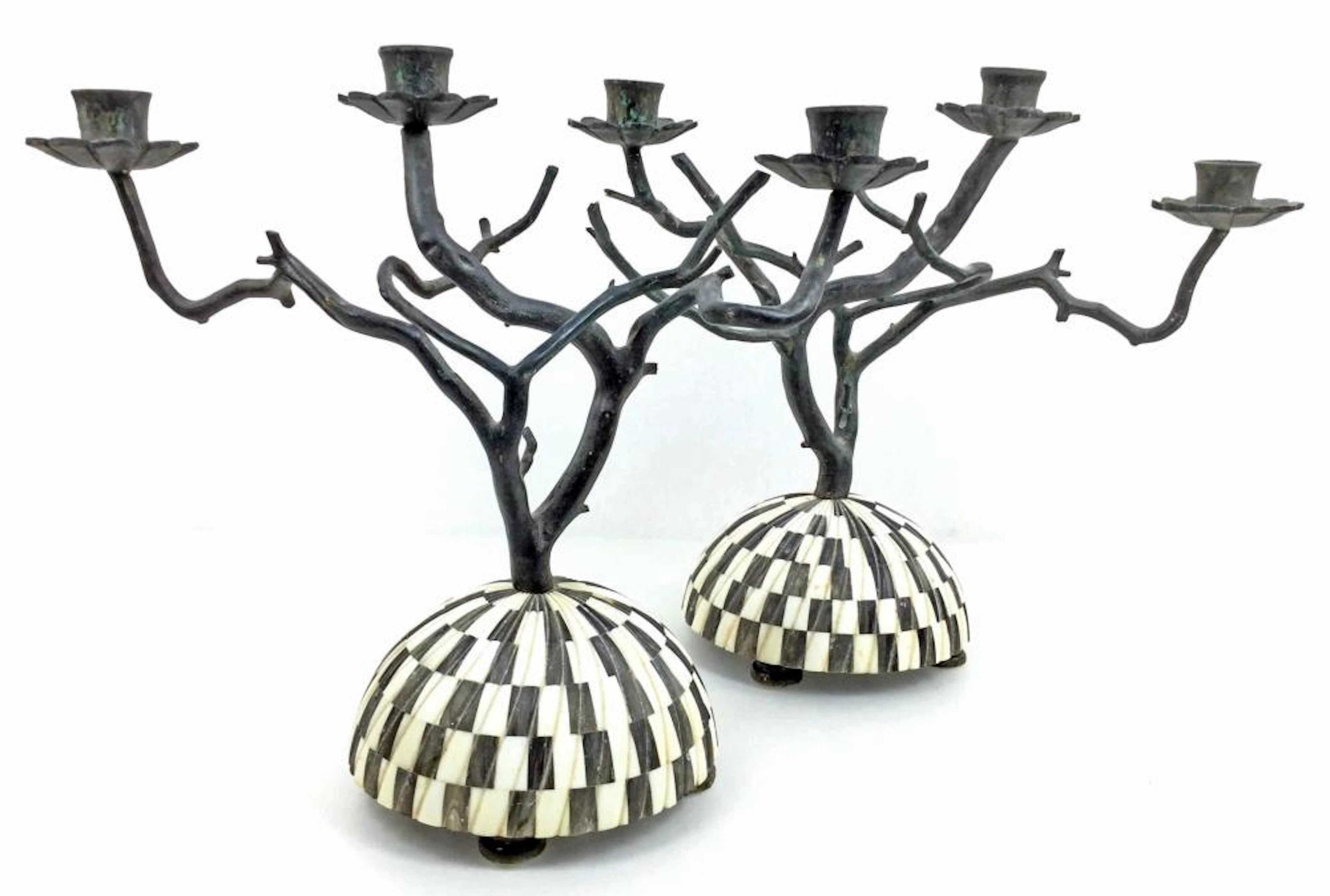 Pair Contemporary Tree Branch Style Candelabras
