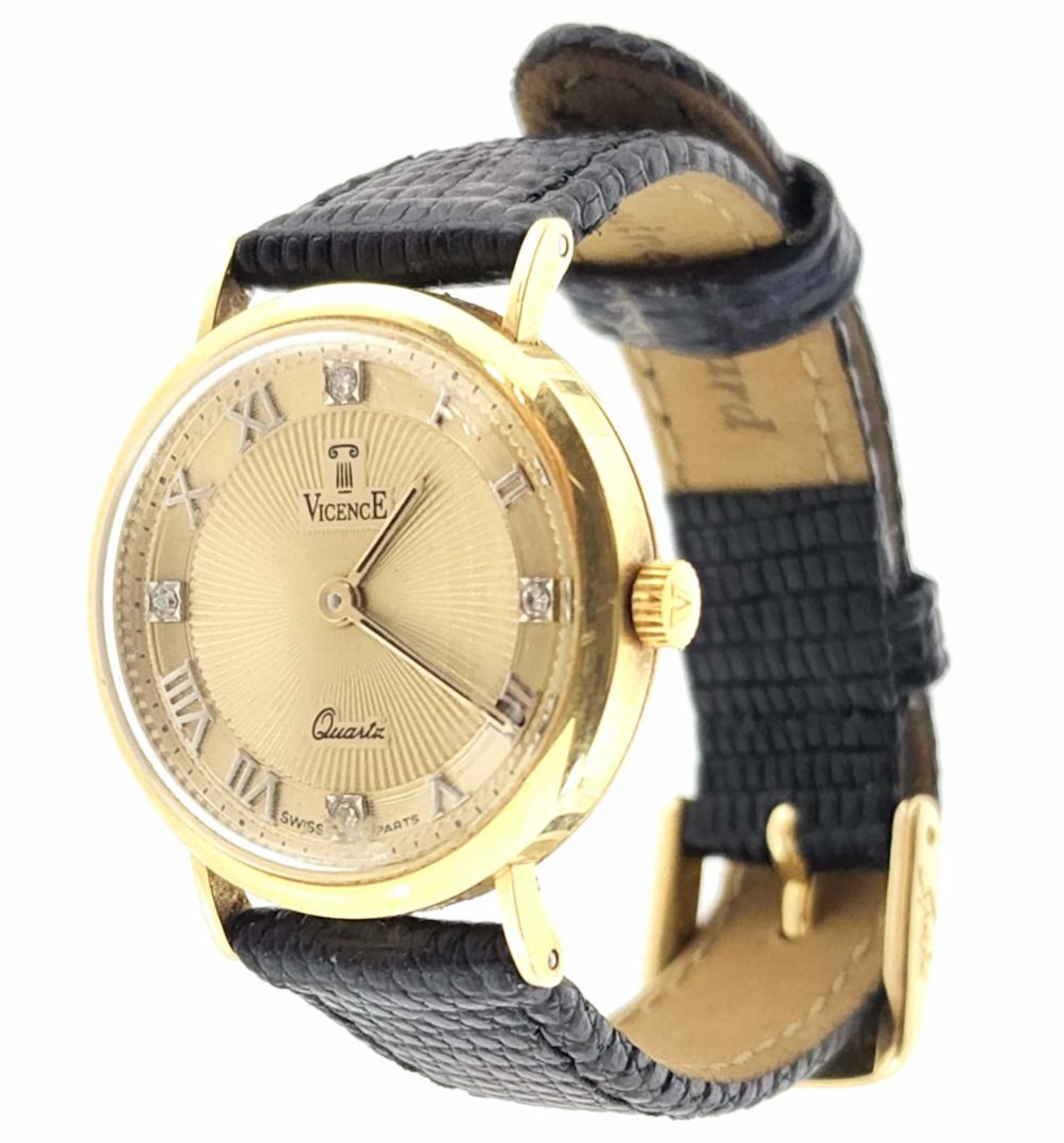14K Gold Milor Vicence Quartz Wrist Watch