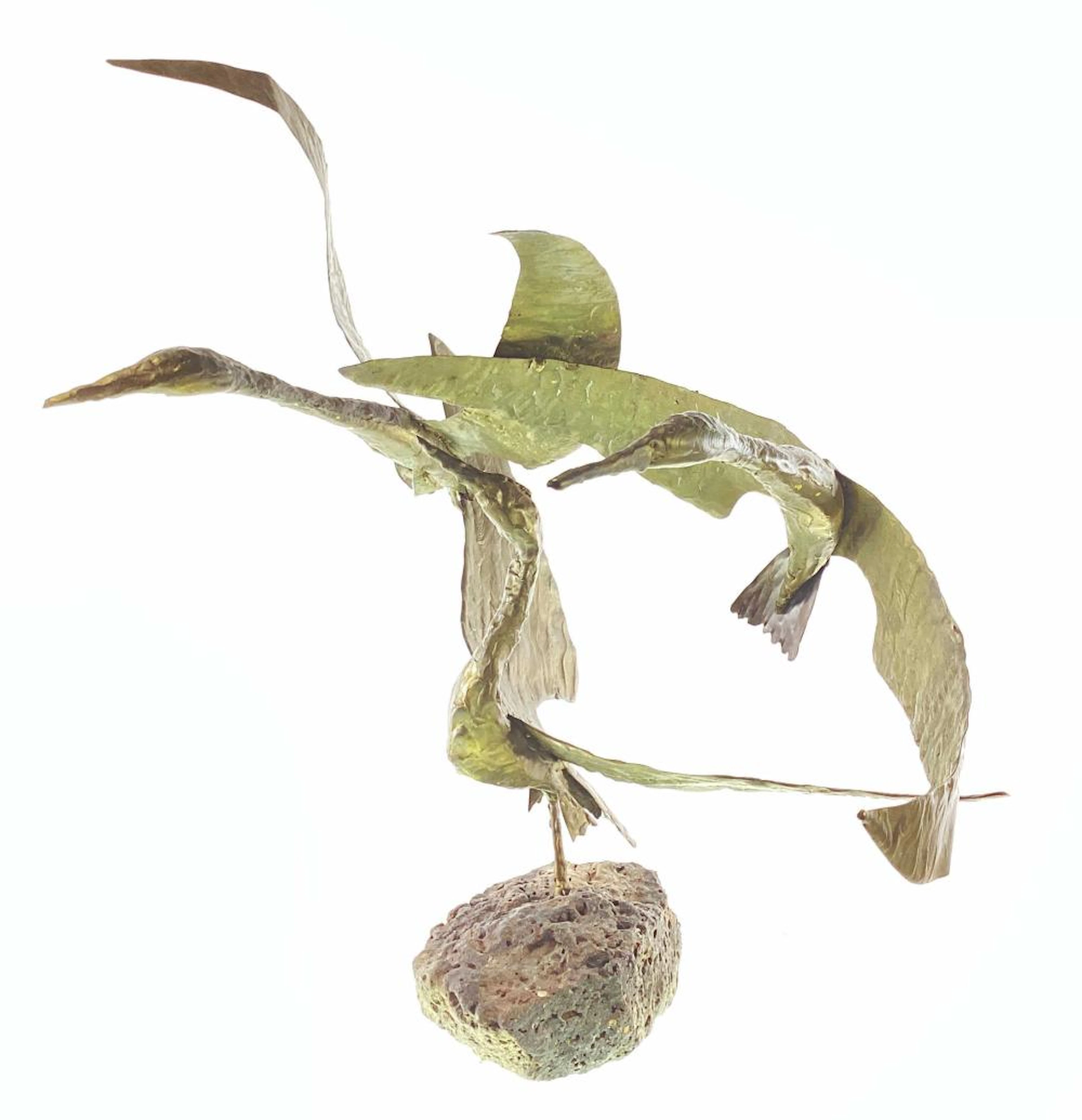 Vintage Bronze Flying Geese Sculpture