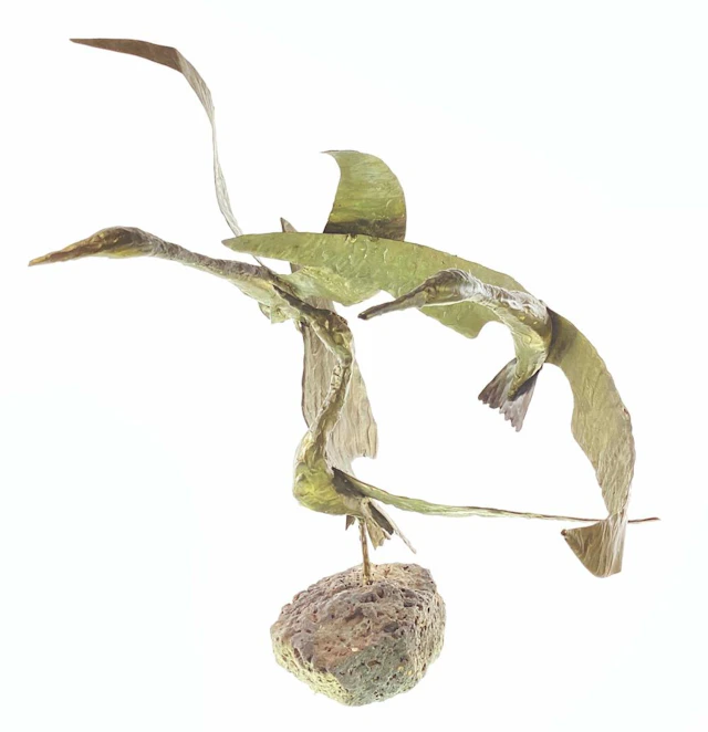 Vintage Bronze Flying Geese Sculpture