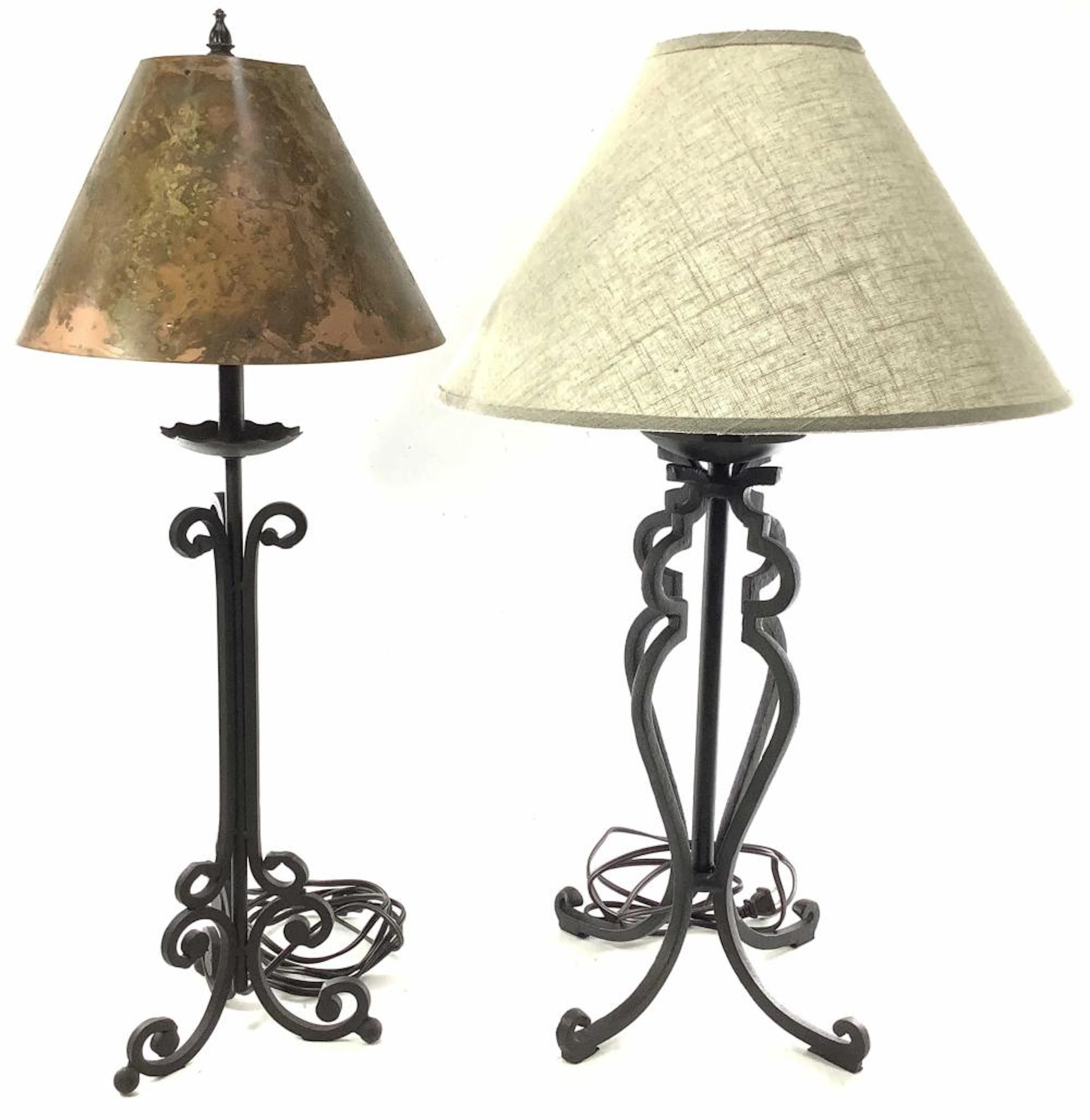 (2) Southwestern Style Iron Base Table Lamps