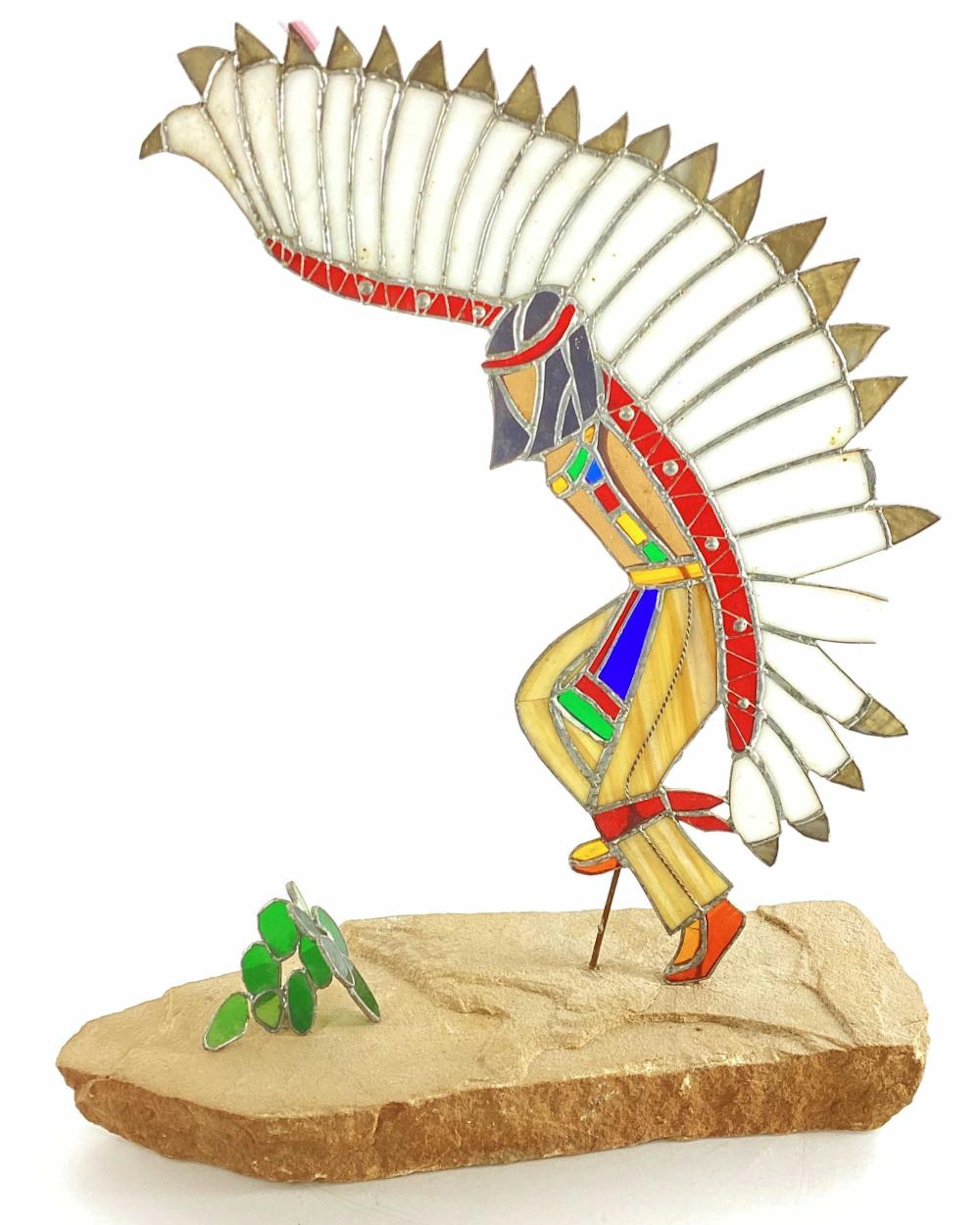 ative American Dancer Stained Glass Sculpture