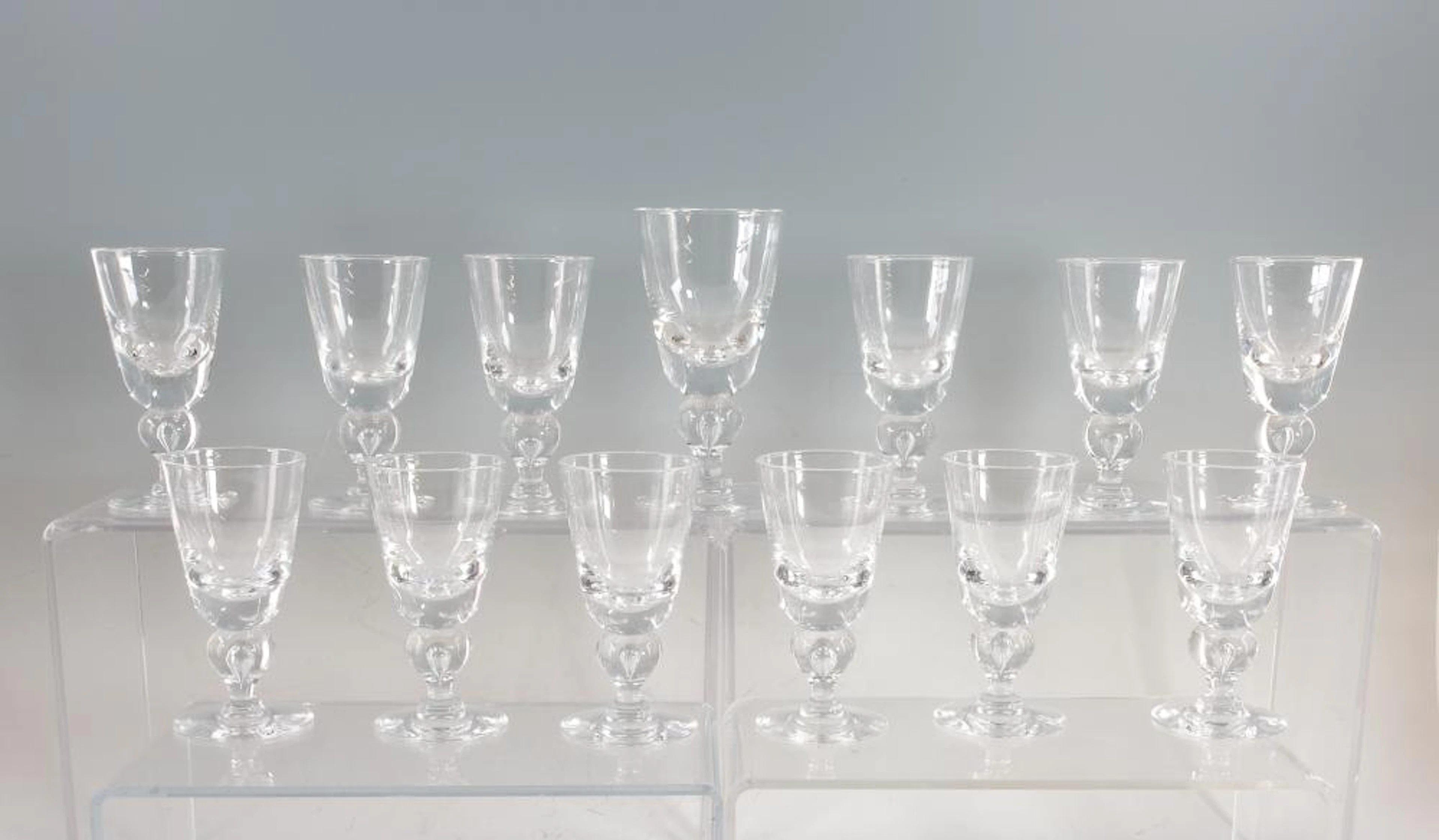 13 Steuben Baluster Crystal Goblets