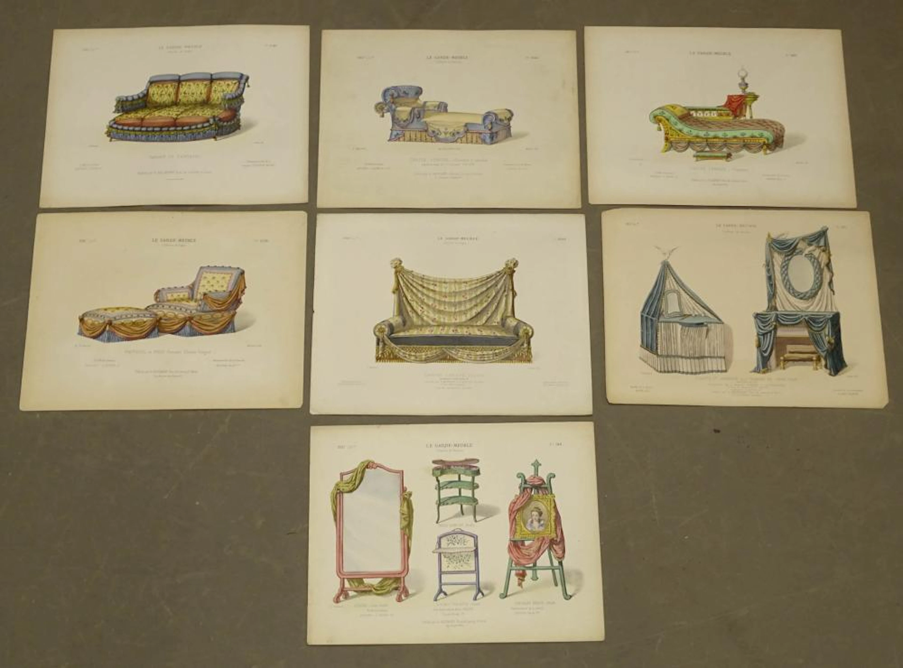 Interior Design Antique Print Set (7)