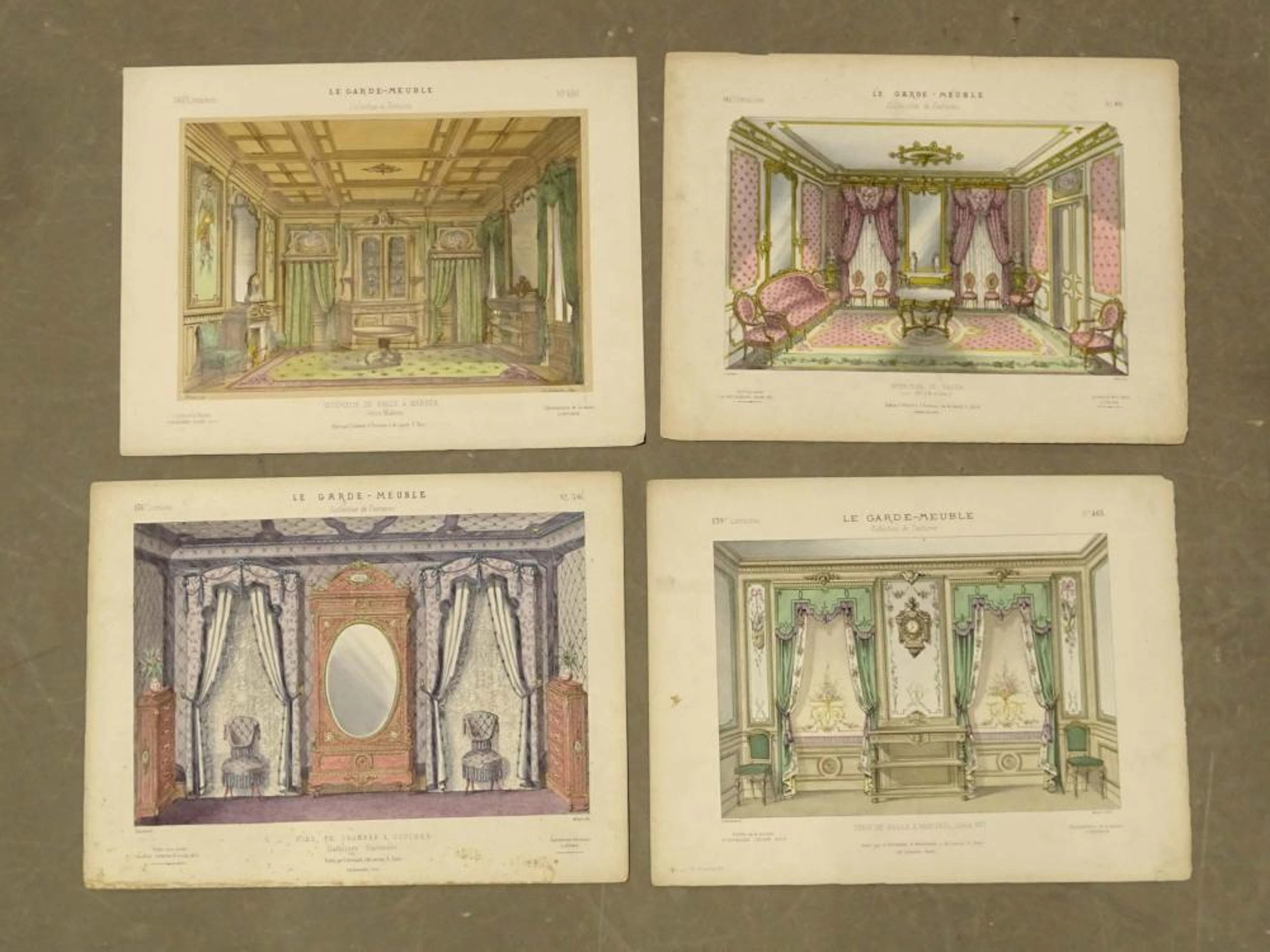 Interior Design Antique Print Set (4)