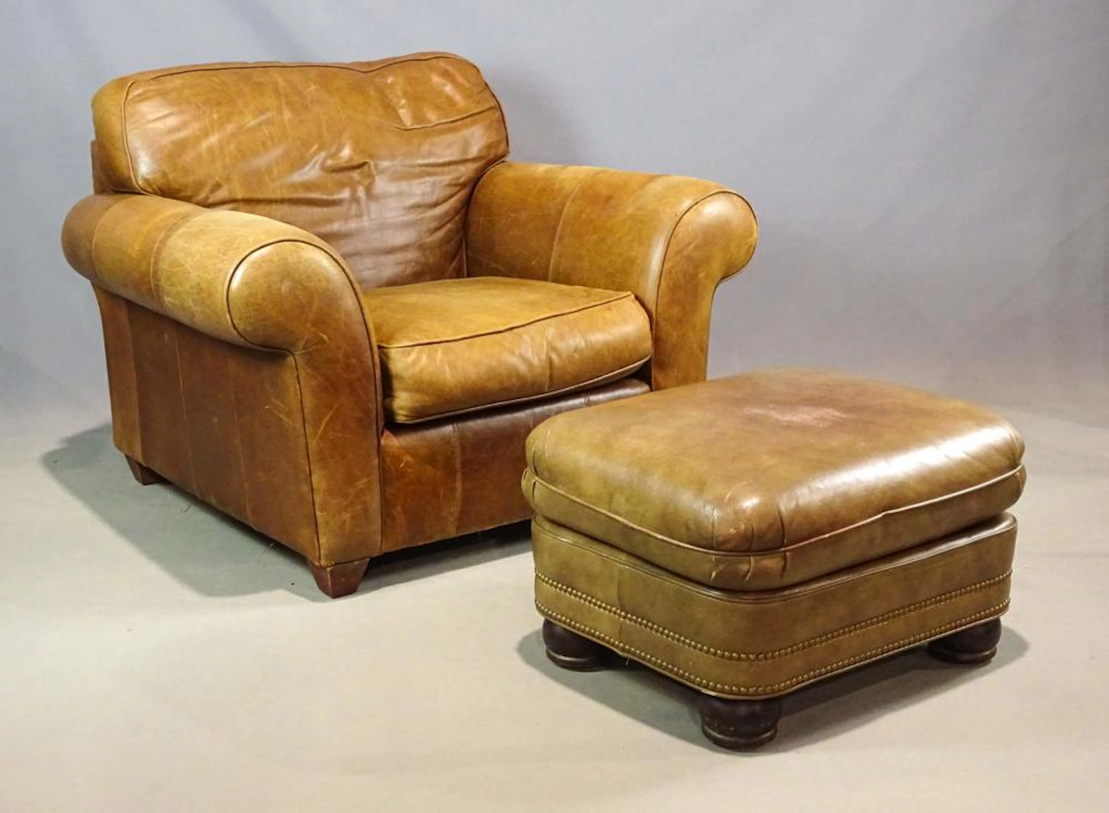 Leather Chair & Ottoma