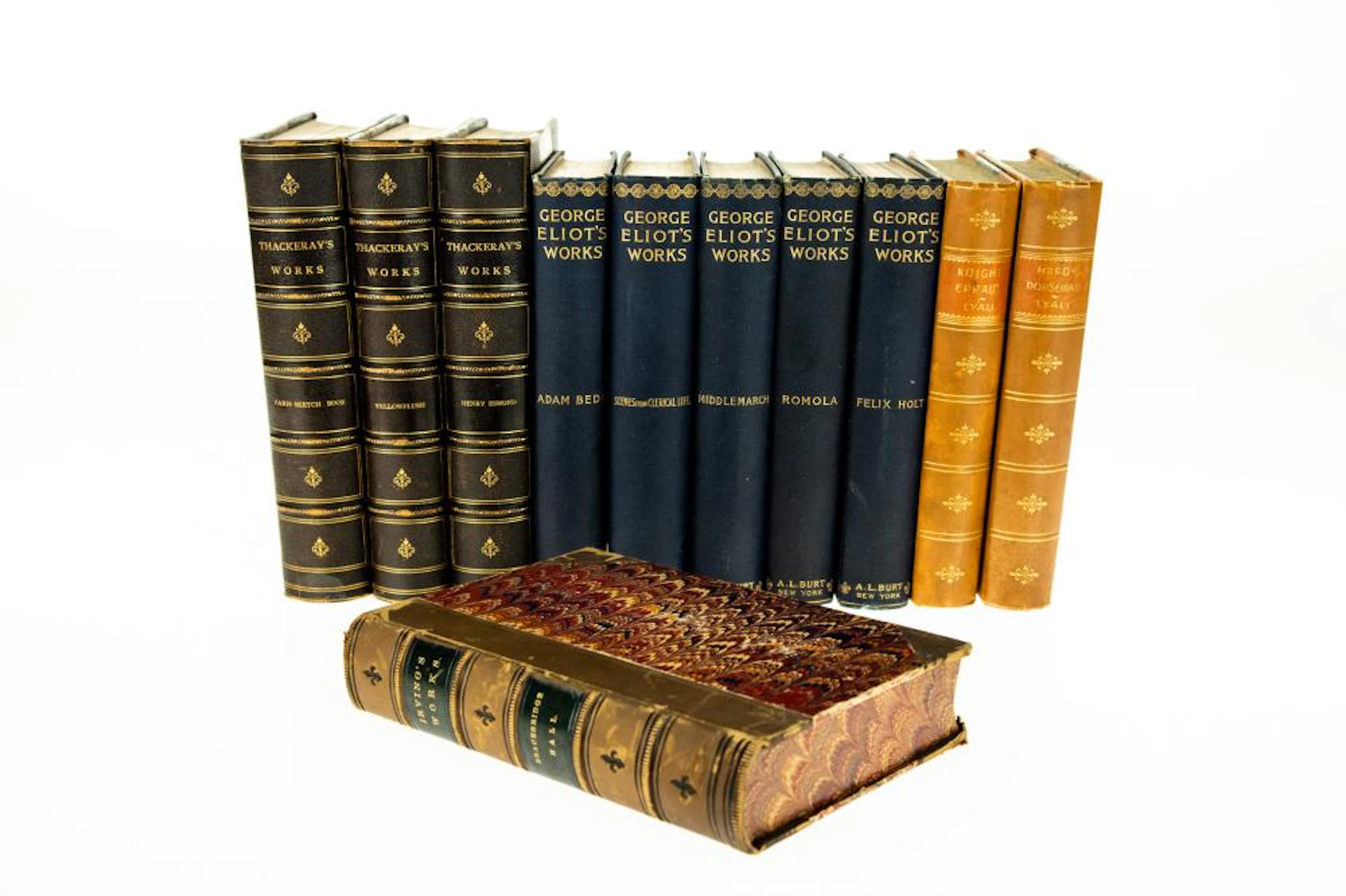 11V Gilt Bindings DECORATIVE ANTIQUE LITERATURE Leather...
