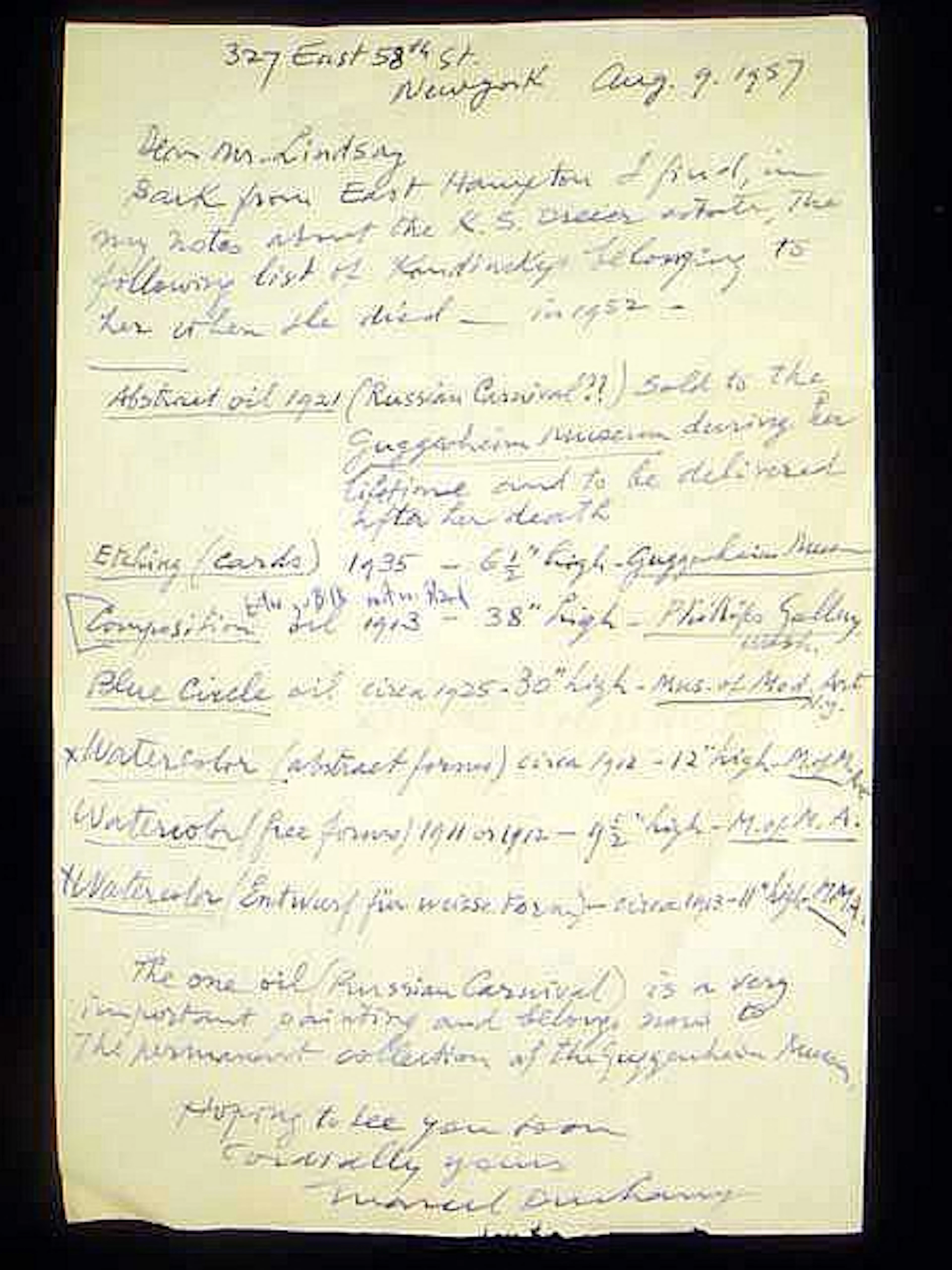 Vintage 1957 MARCEL DUCHAMP AUTOGRAPH LETTER Handwritten...