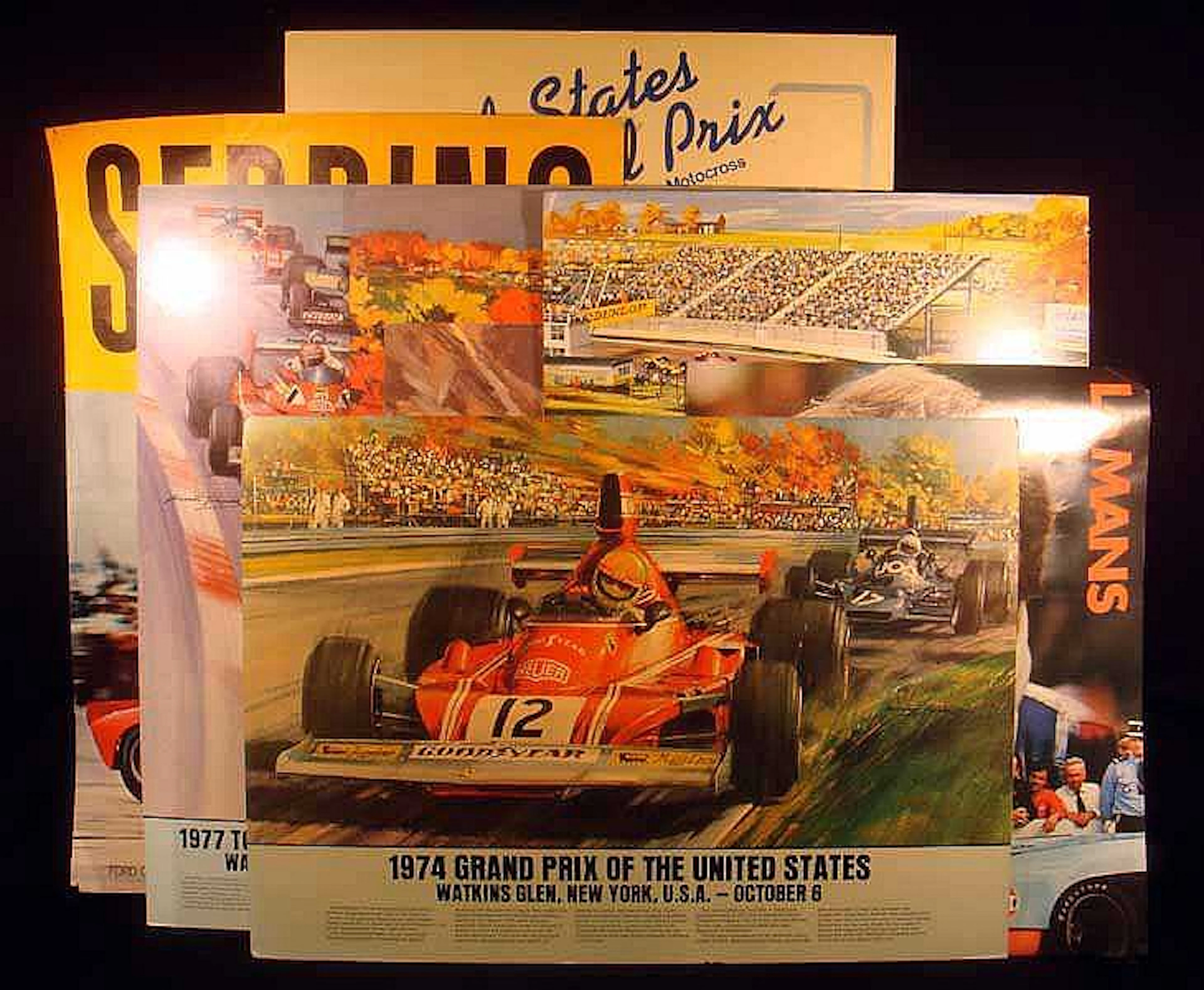 8 Pc. Vintage 1970s CAR RACING POSTERS Formula One...