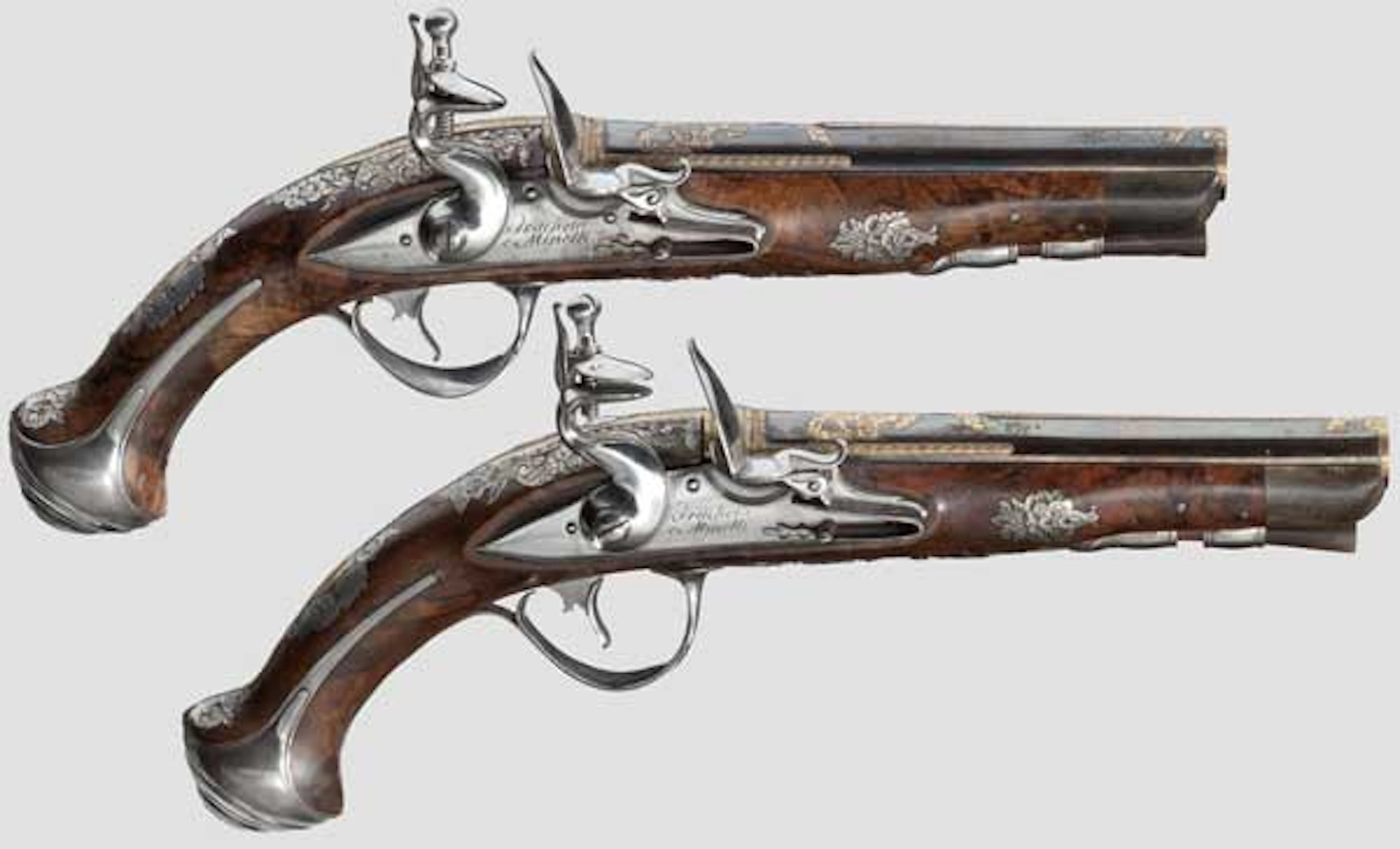 A pair of Italian flintlock pistols