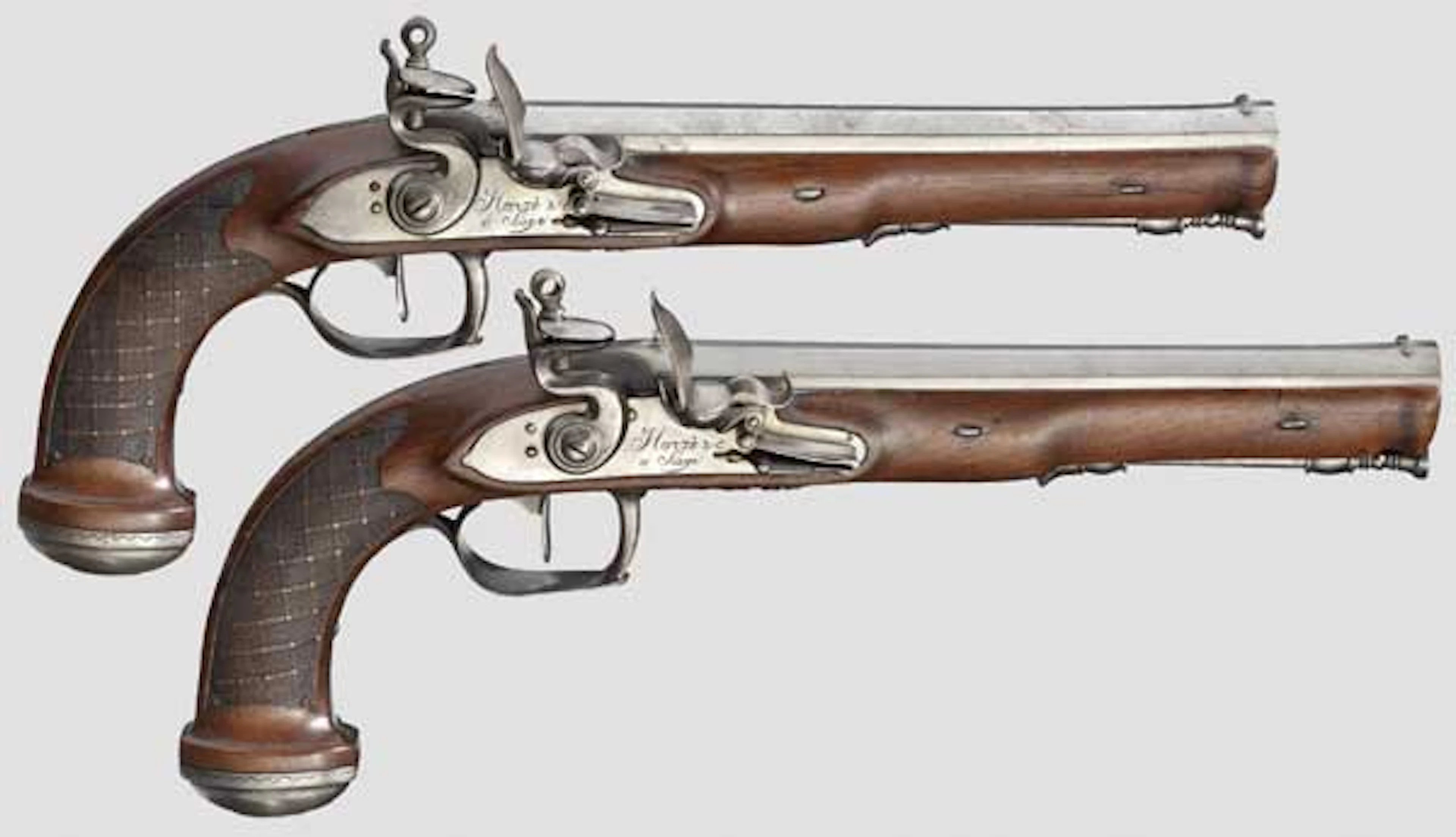 A pair of Belgian flintlock pistols