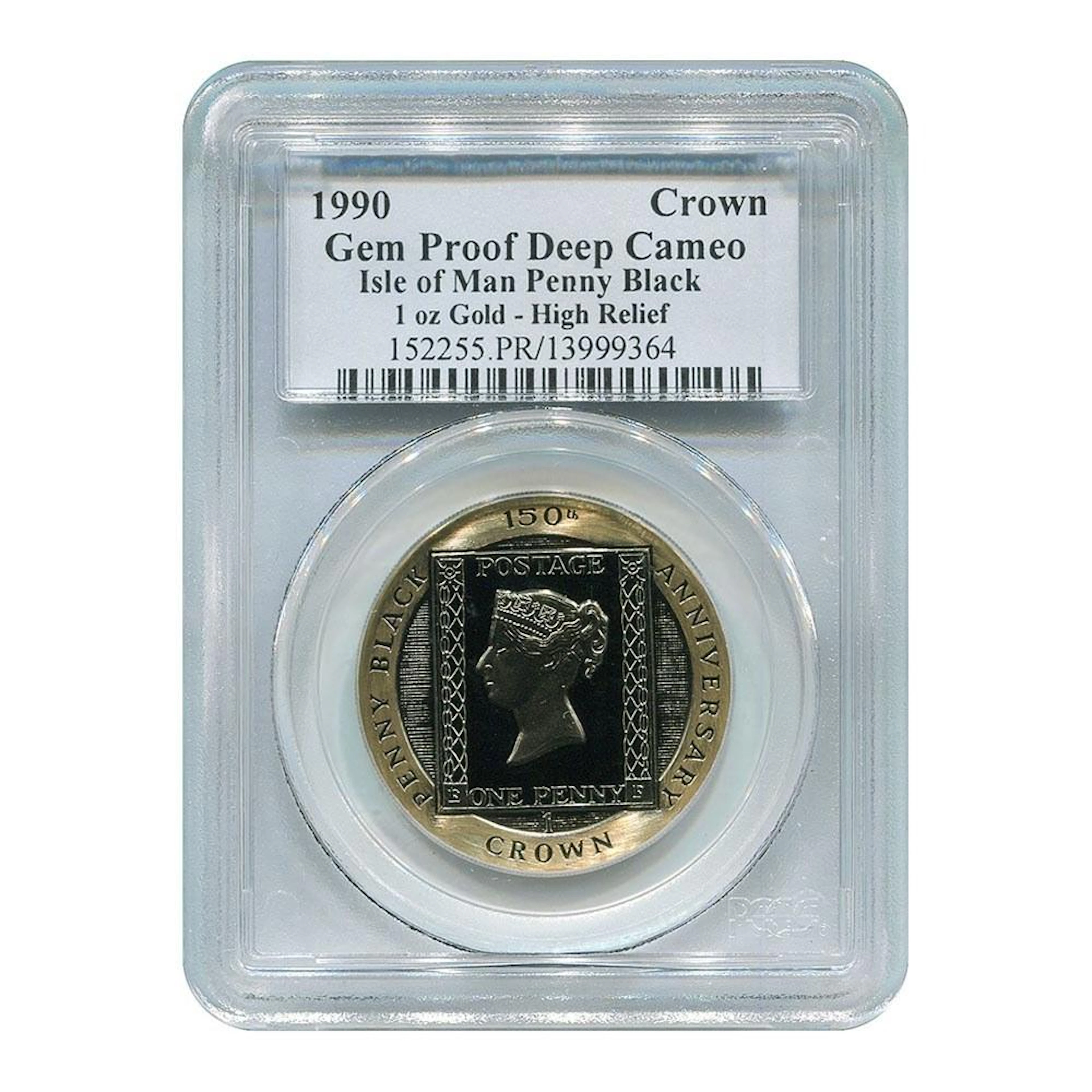Certified Isle of Man Gold Penny Black 1990 Gem Proof Deep Cameo PCGS