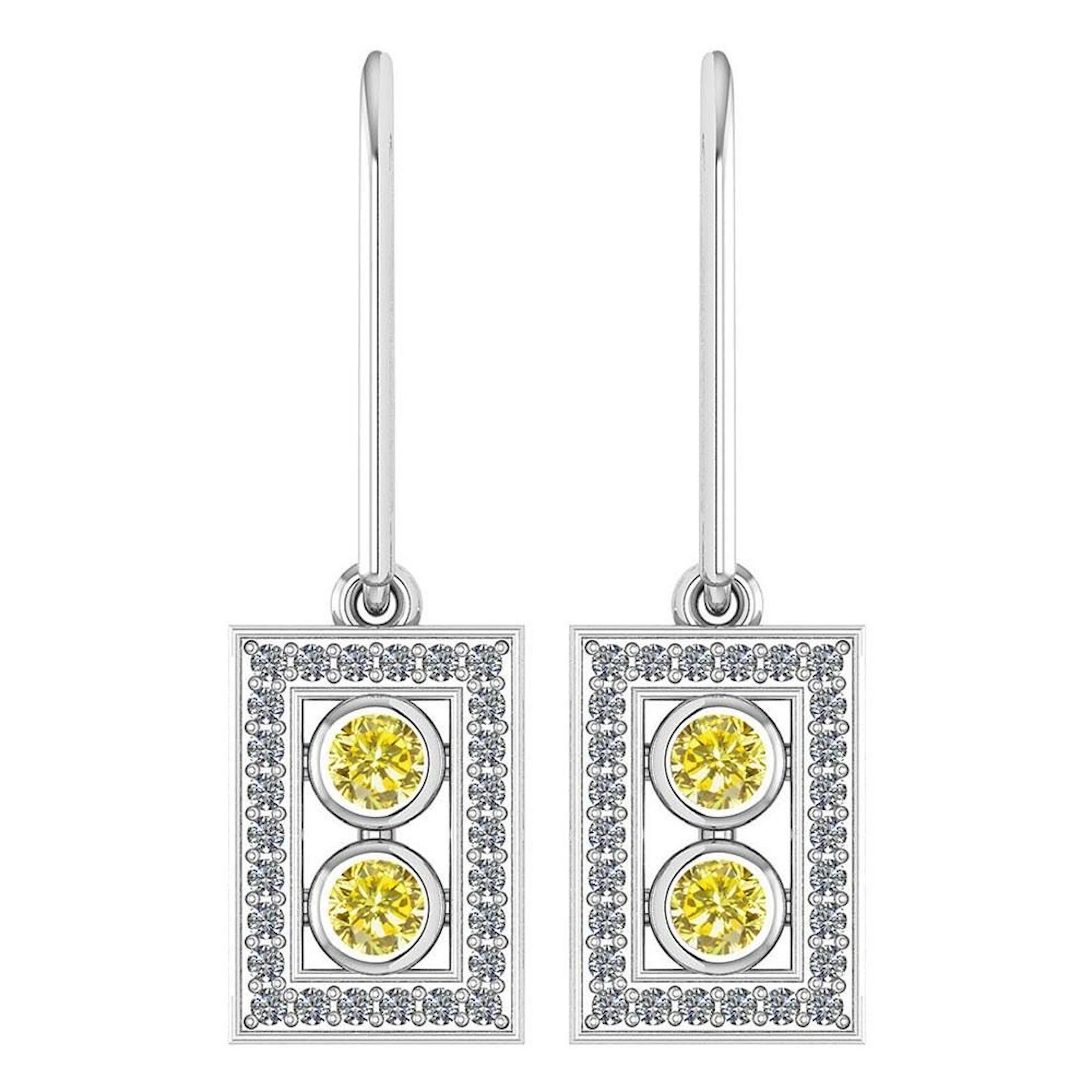 Certified 0.63 Ctw Treated Fancy Yellow Diamond And Dia