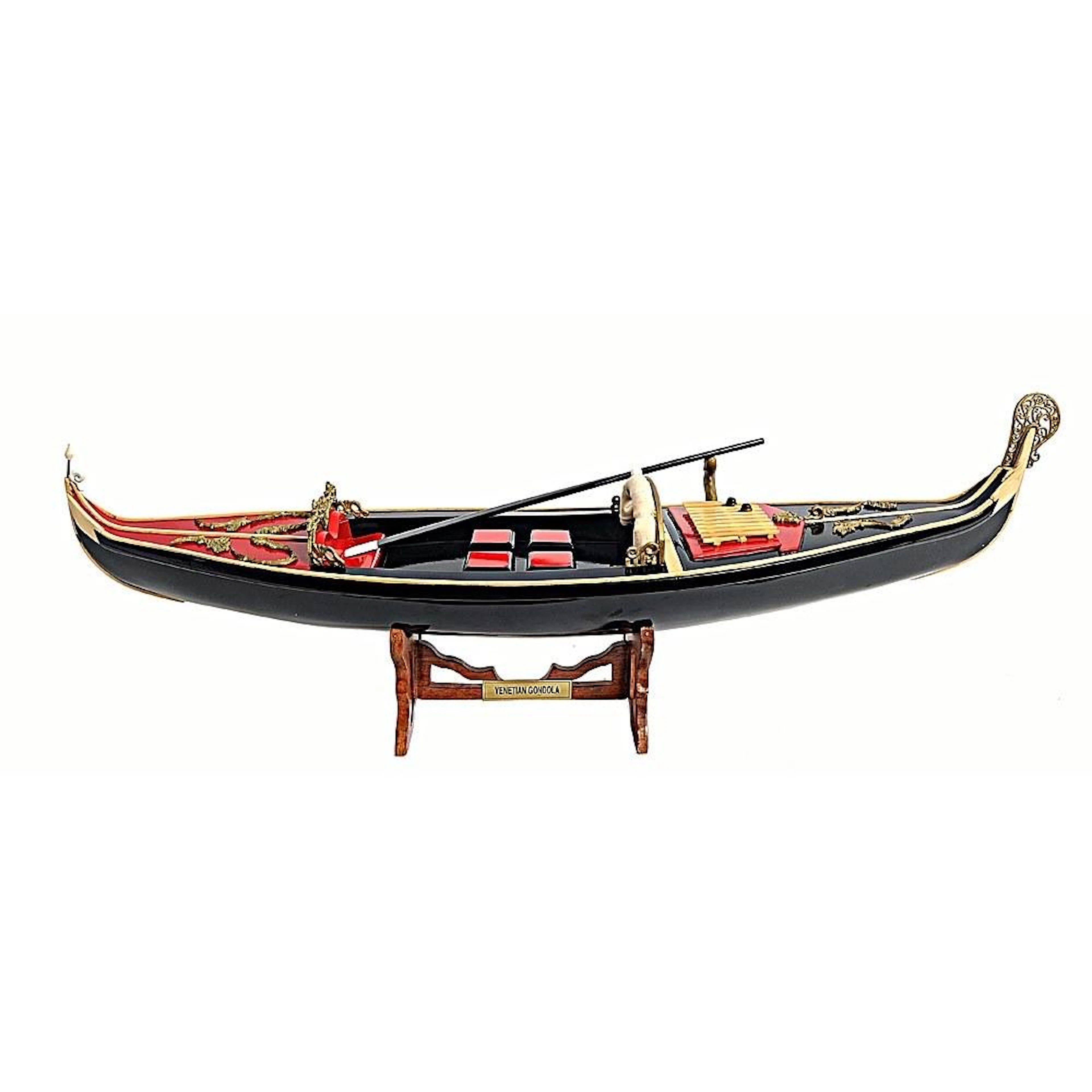 Venetian Gondola Painted Black/Red L60