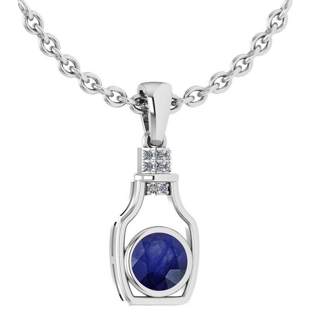 Certified 1.36 Ctw Blue Sapphire And Diamond bottle Nec