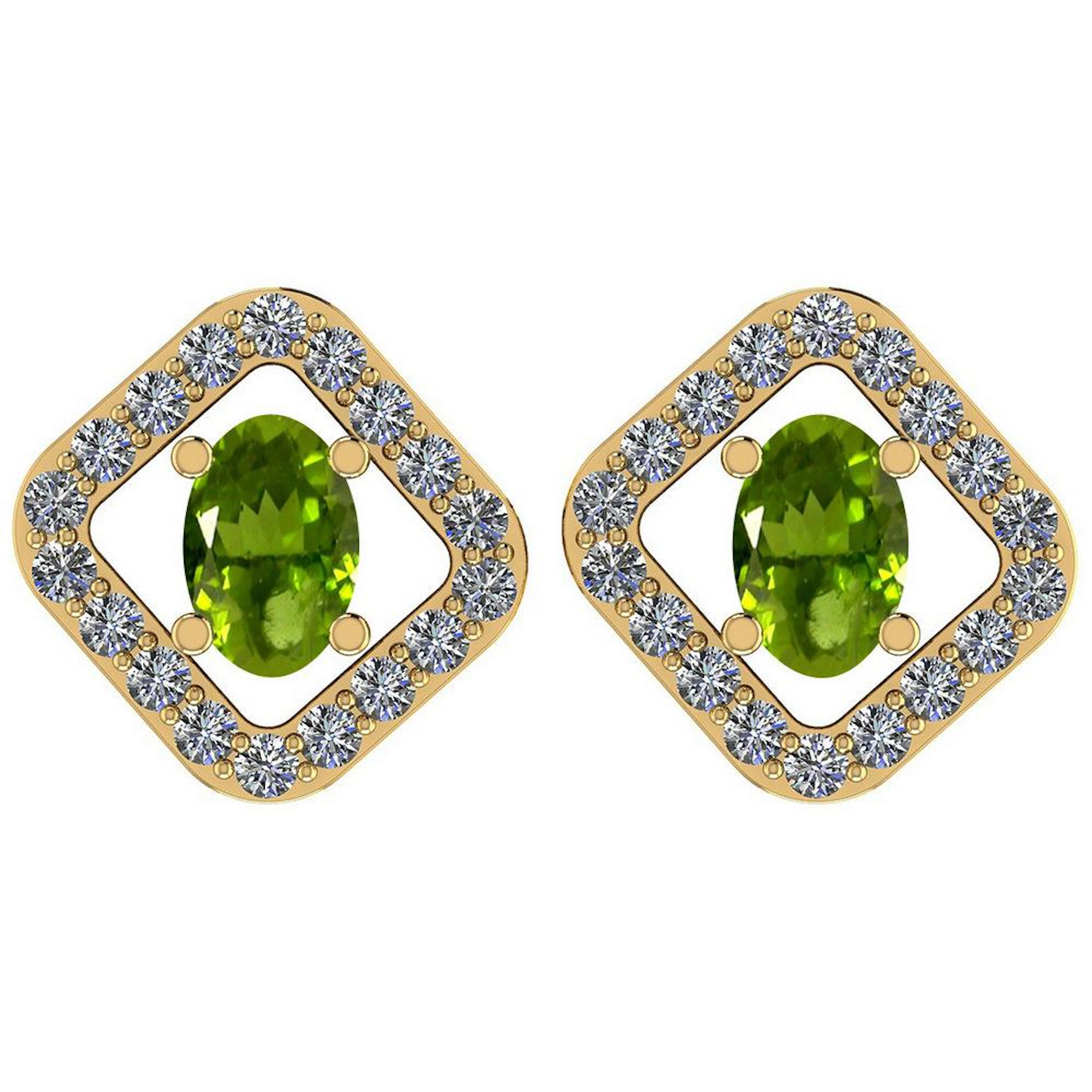 Certified 1.20 Ctw Peridot And Diamond I2/I3 10K Yellow