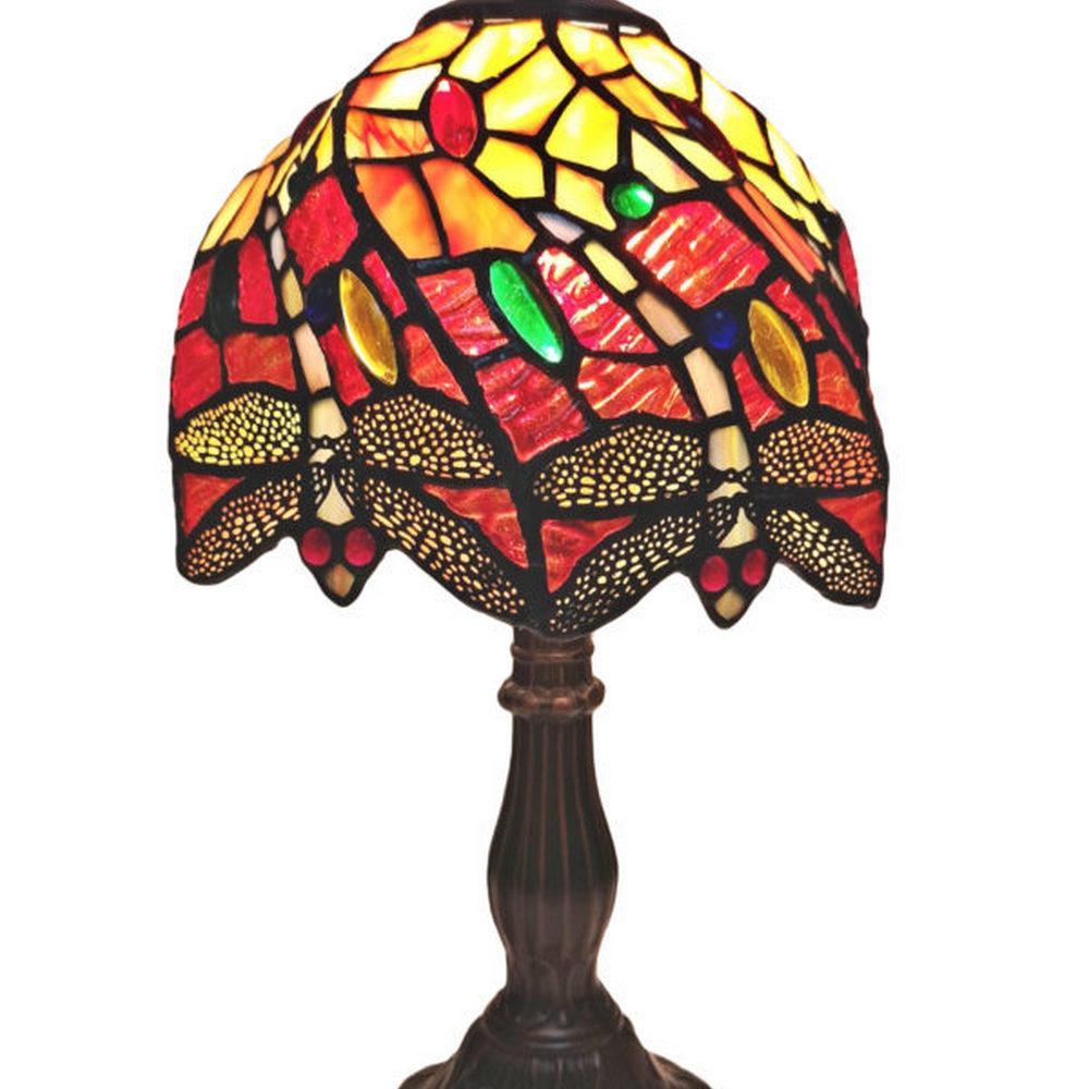 TIFFANY STYLE DRAGONFLY TABLE LAMP 8 INCHES WIDE