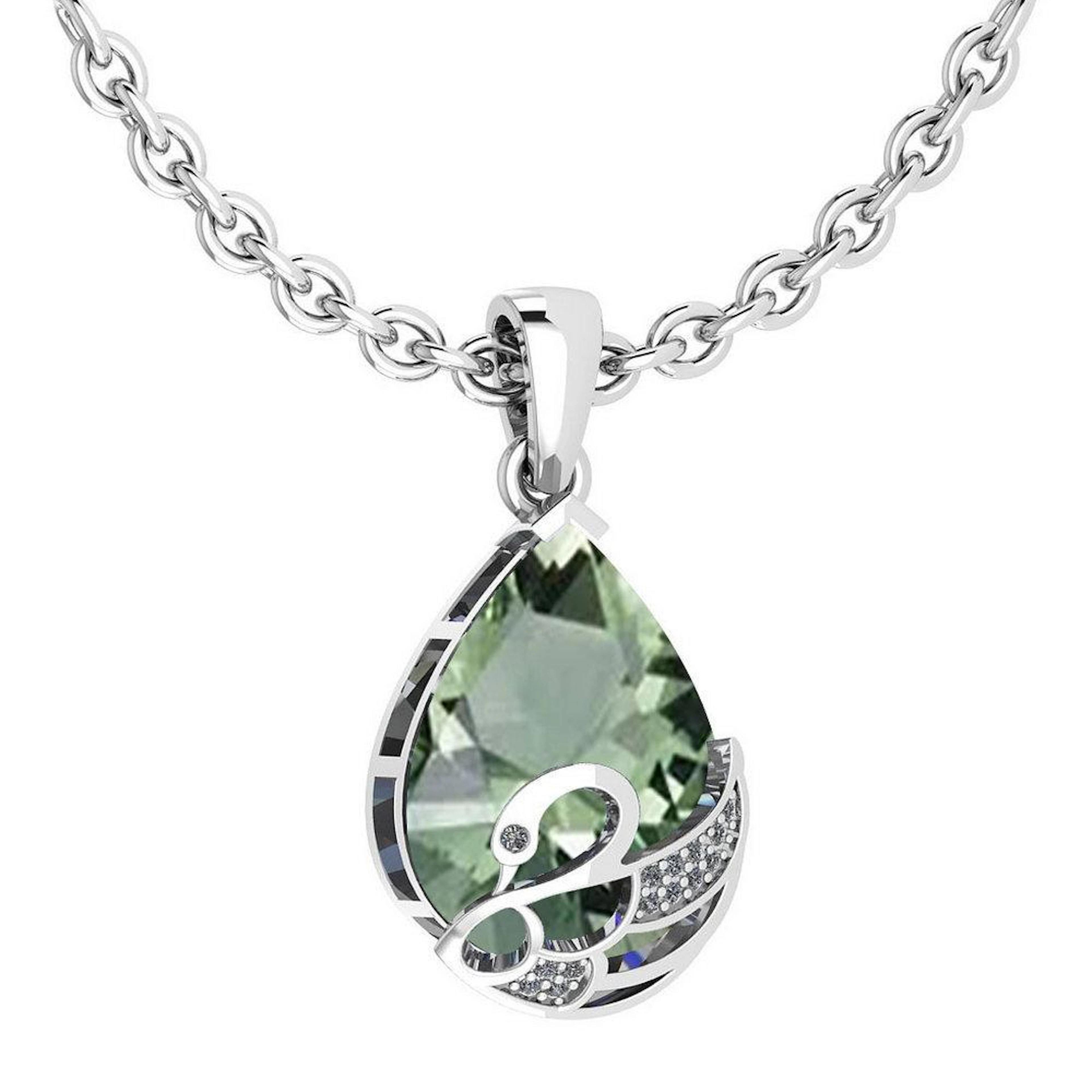 Certified 7.40 Ctw Green Amethyst And Diamond VS/SI1 Ne