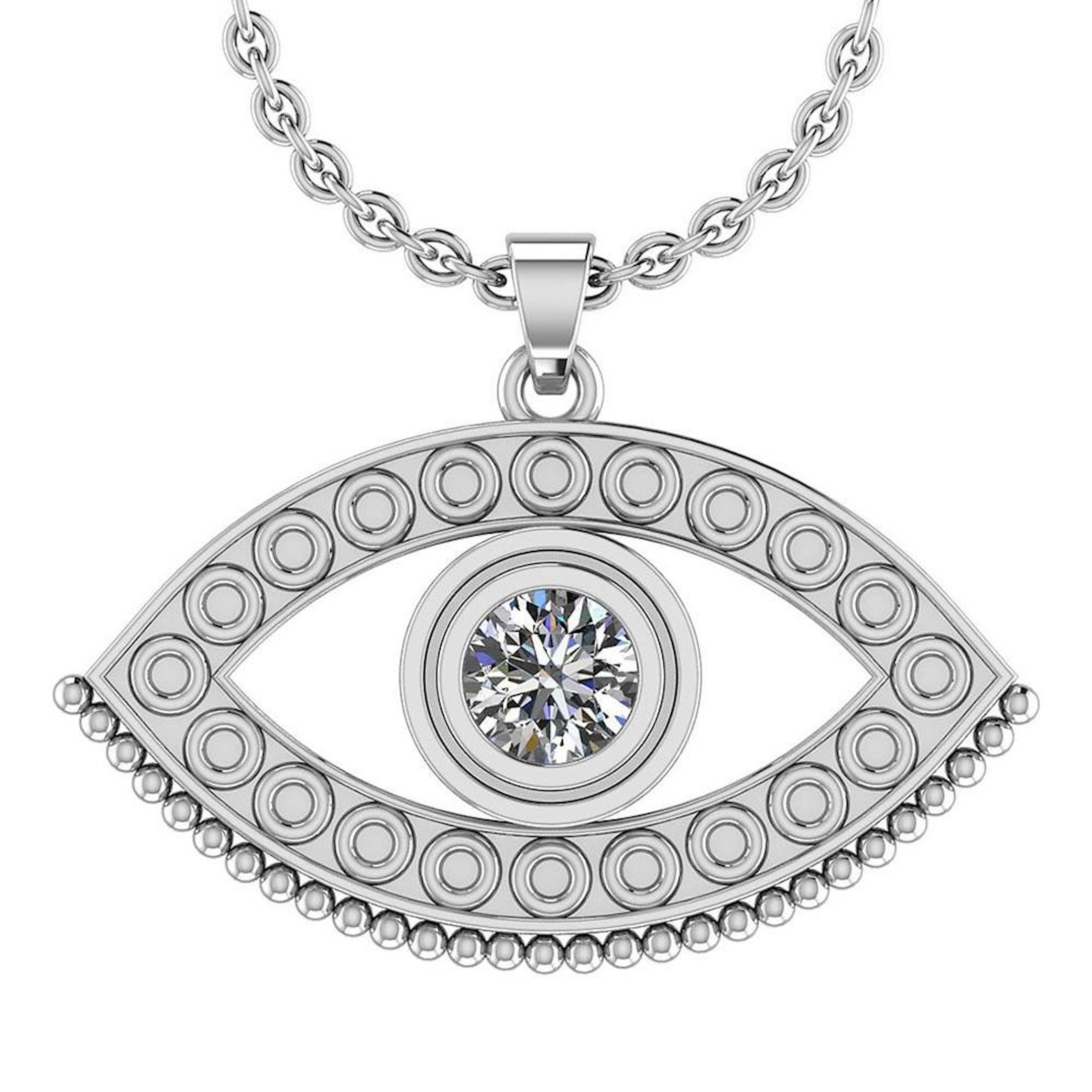 Certified 0.50 Ctw Diamond I1/I2 EYE StylePendant Neckl