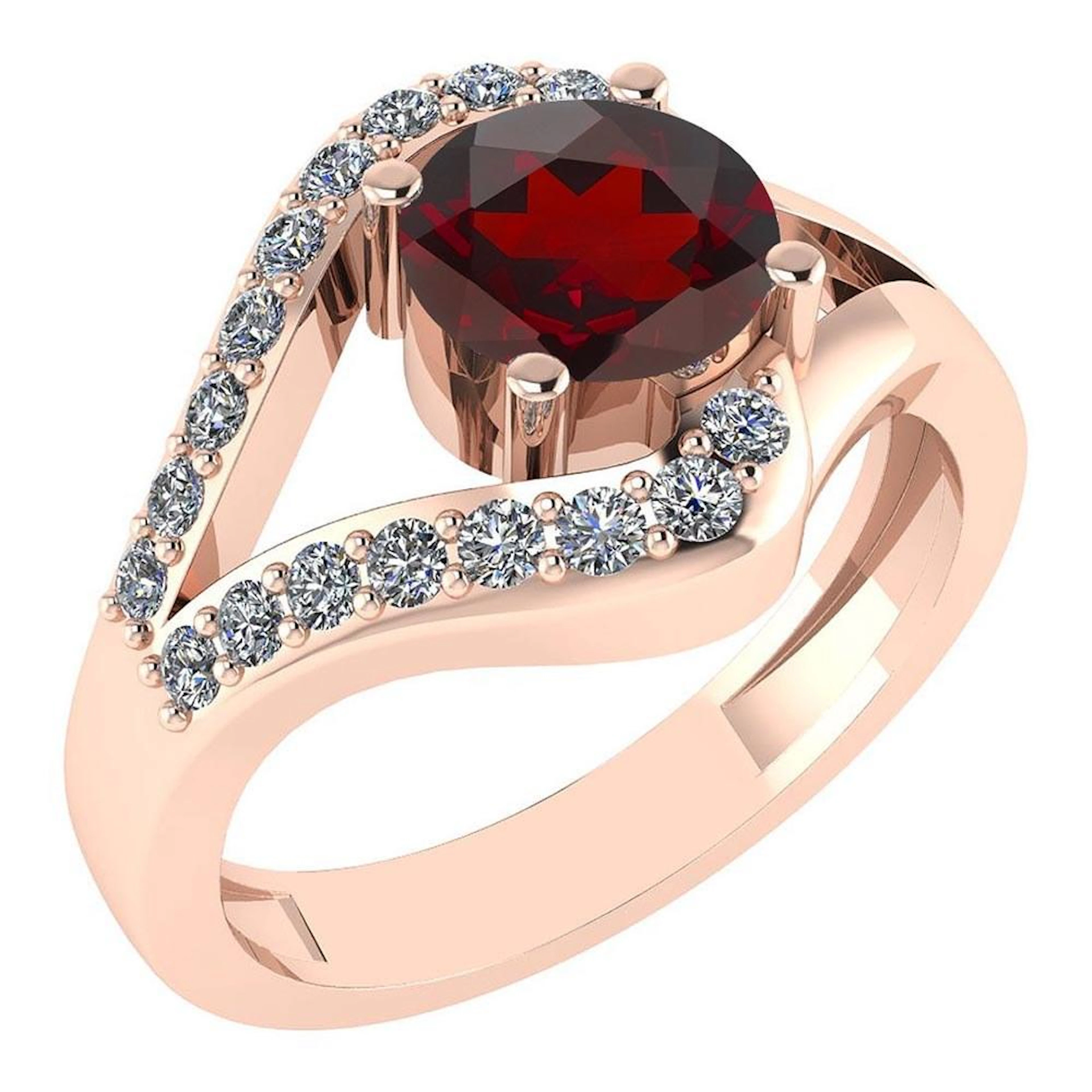 Certified 1.07 Ctw Garnet And Diamond VS/SI1 Halo Ring