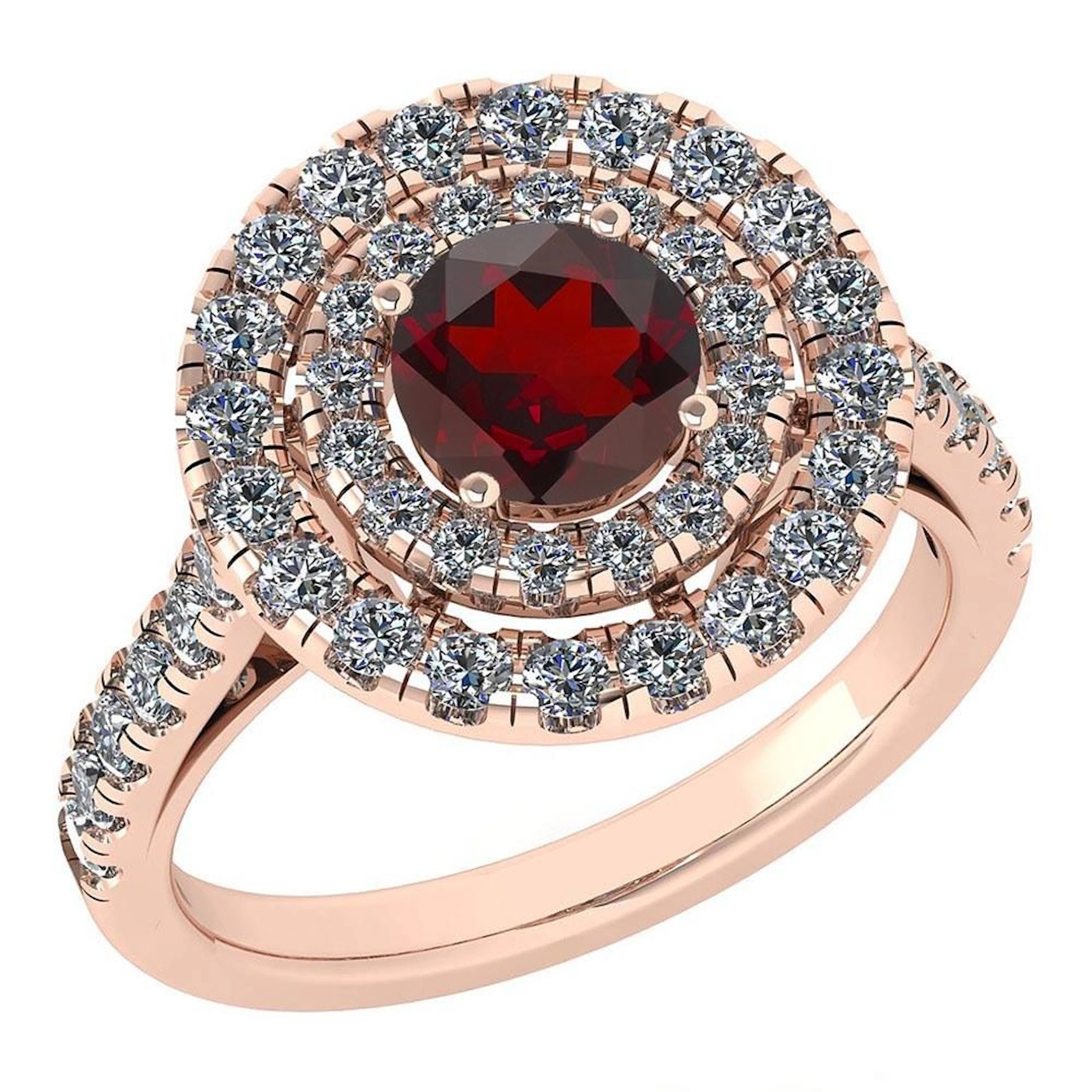 Certified 1.99 Ctw Garnet And Diamond Wedding/Engageme