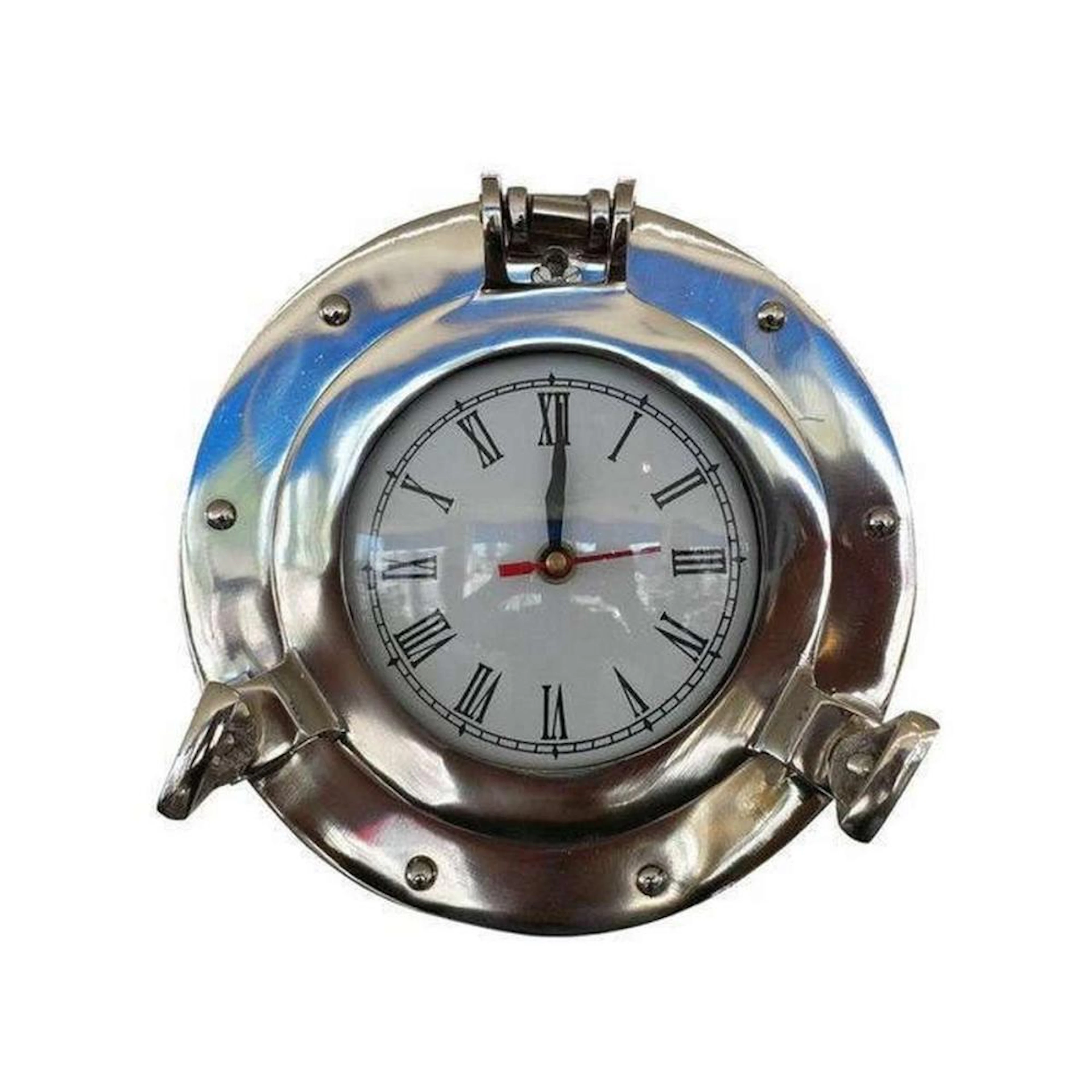 Chrome Decorative Ship Porthole Clock 8in.