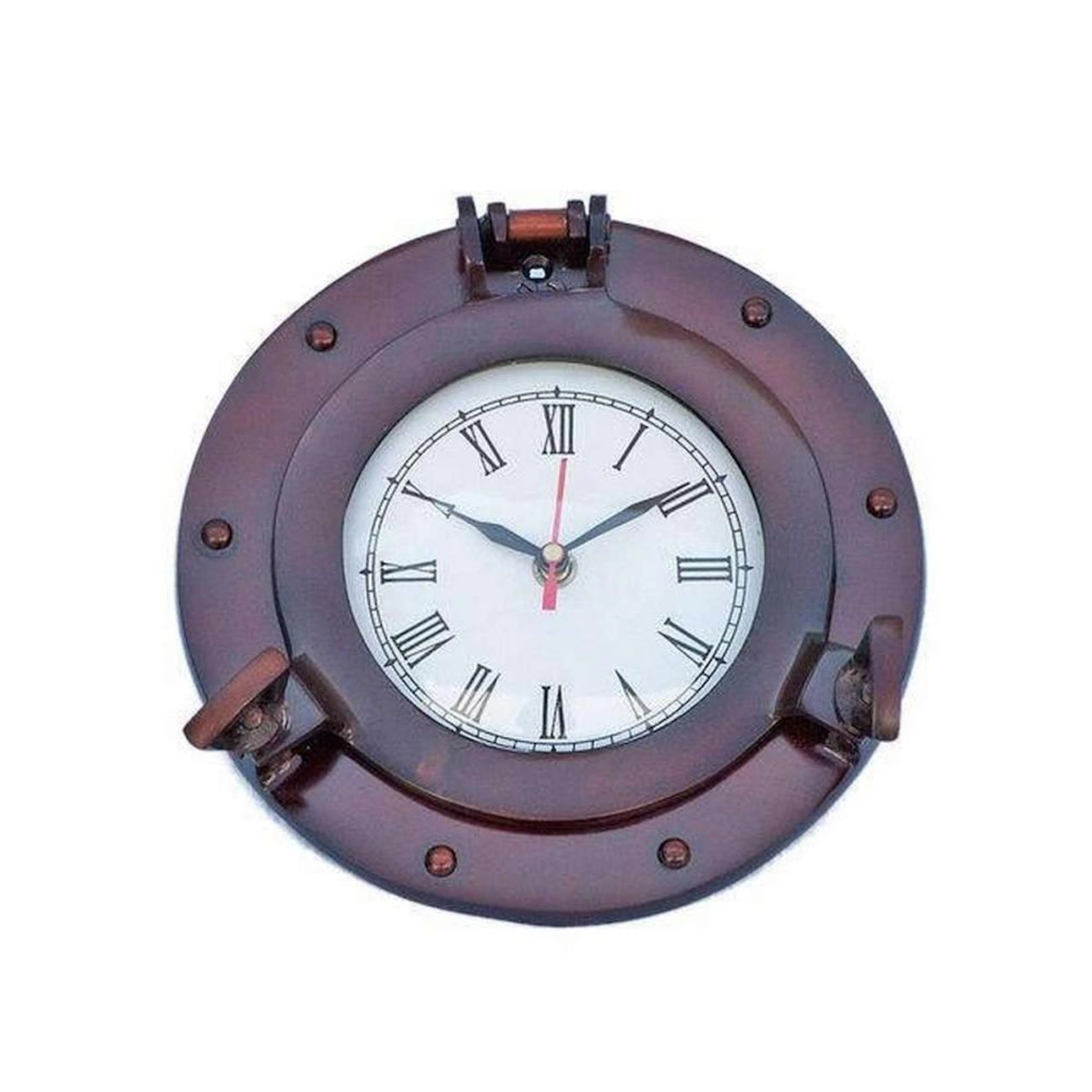 Antique Copper Deluxe Class Porthole Clock 8in.