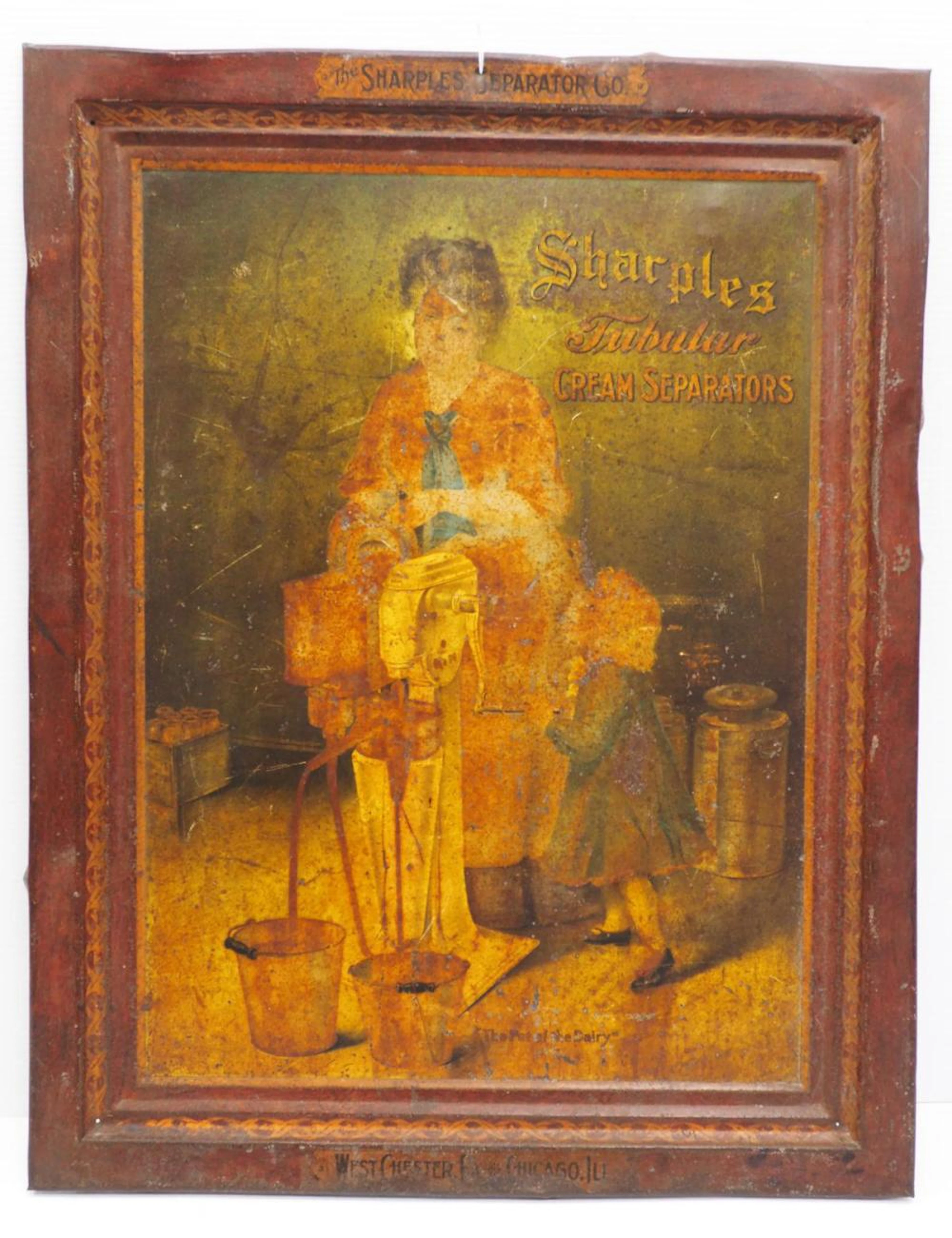 Self-framed tin sig