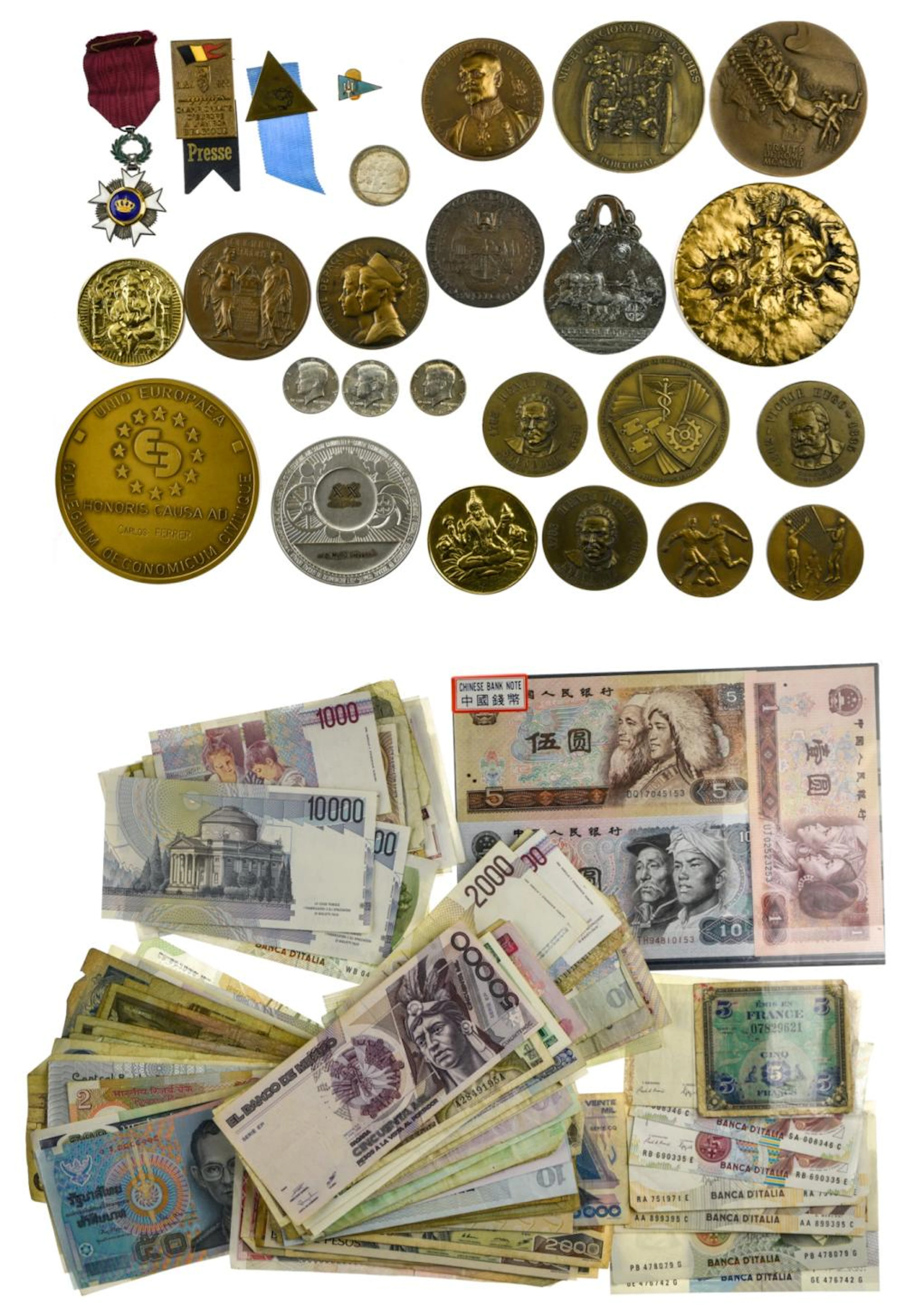WORLD, Mixed lot of coins, banknotes and medals,