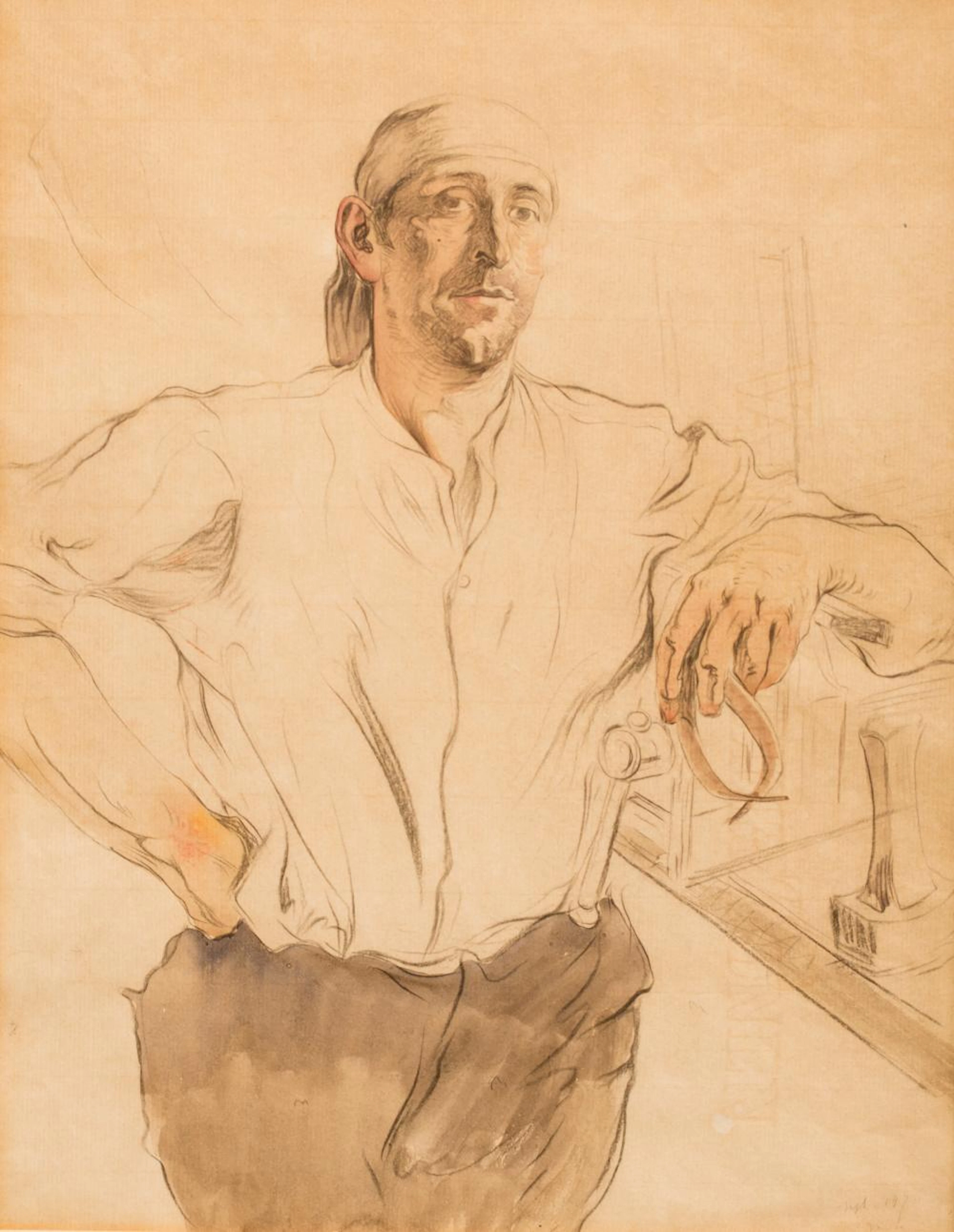 Portrait of a man with a compass
