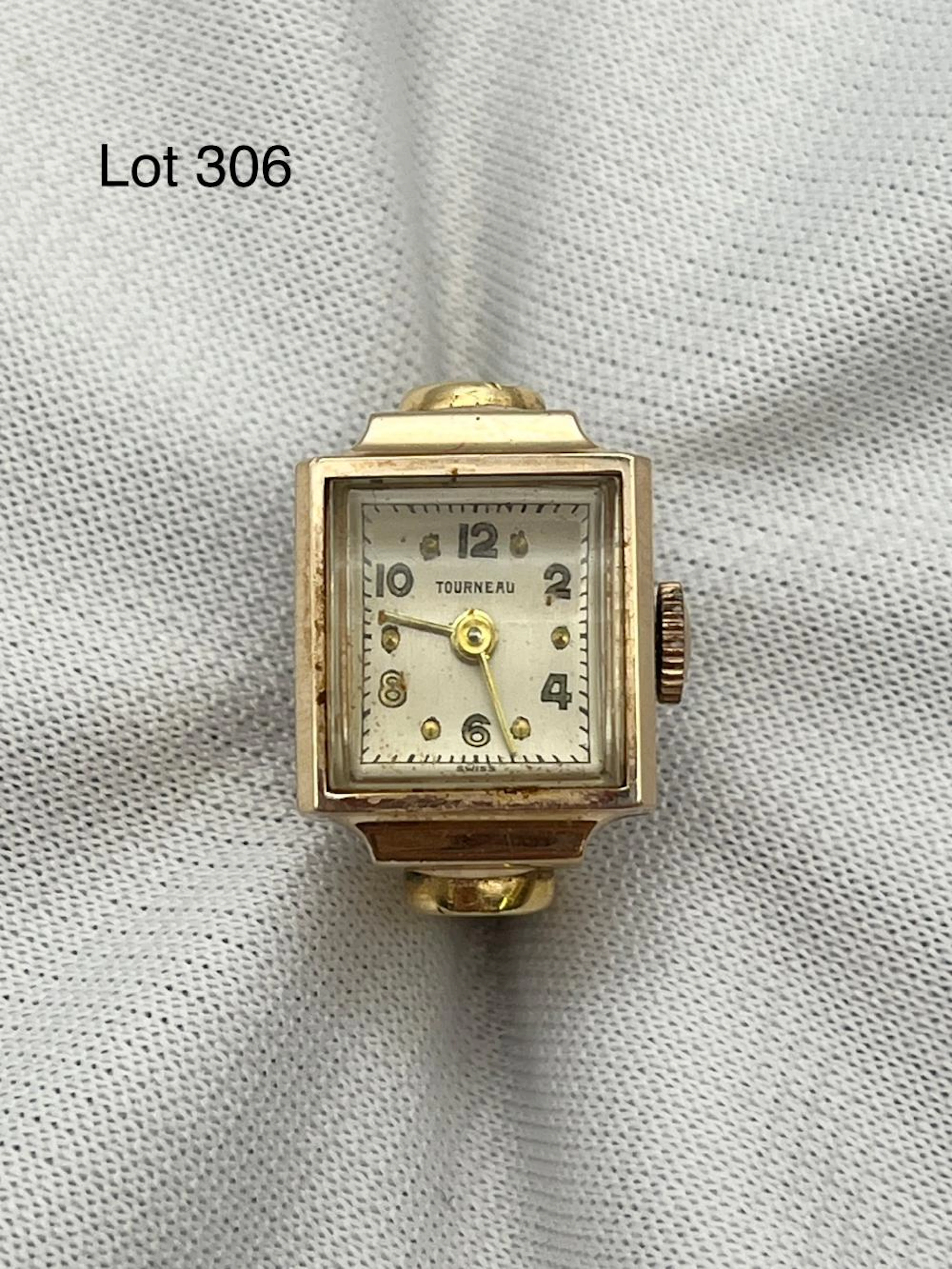 Vintage 14K Yellow Gold Tourneau Watch Ring