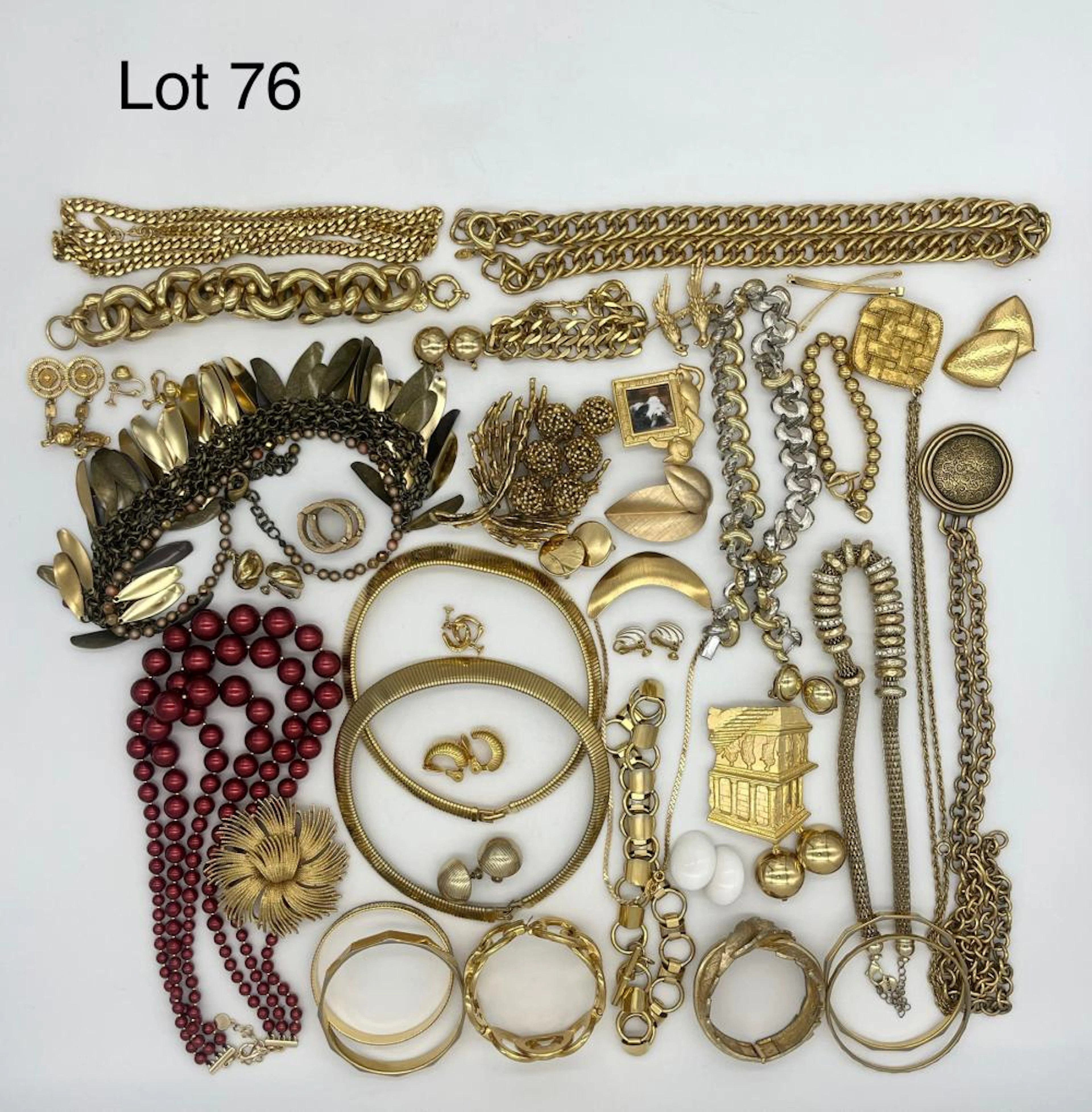 Lot of Signed Costume Jewelry in Gold Tones